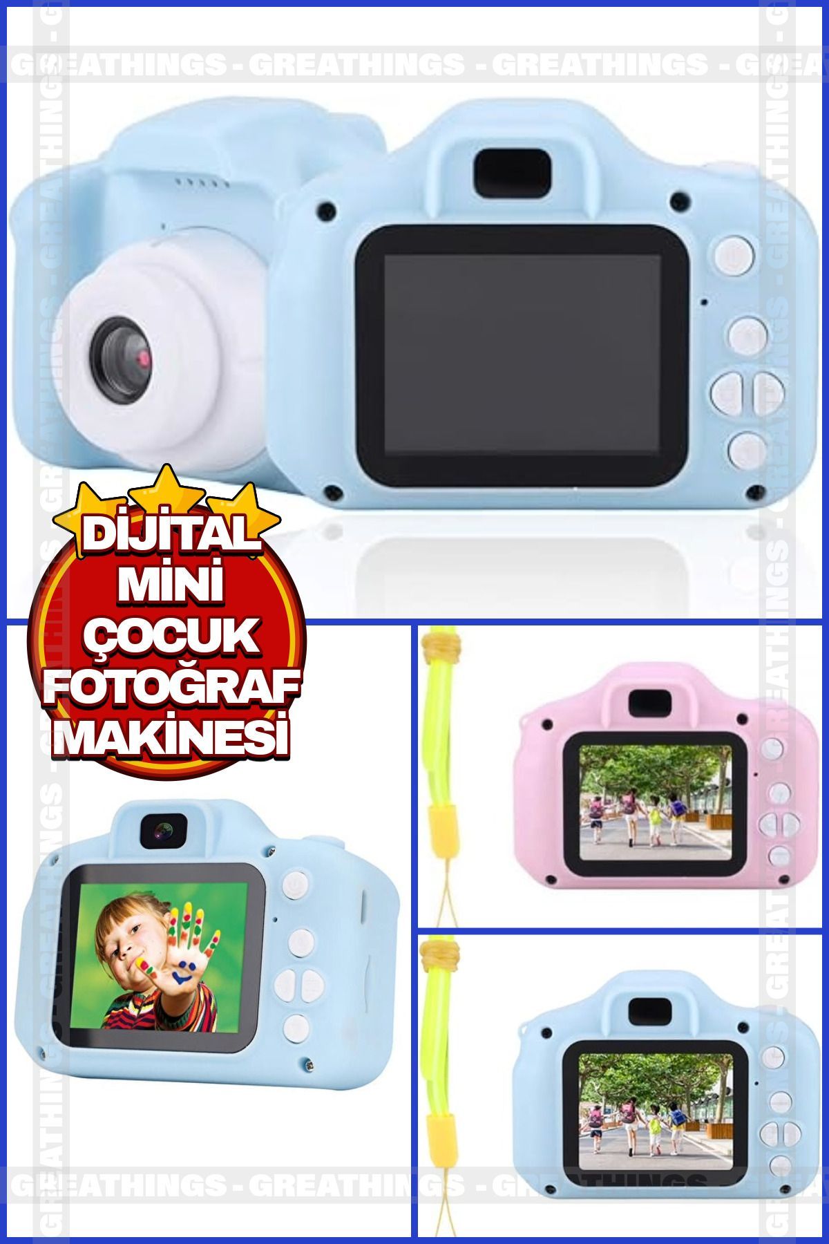 Genel Markalar Mavi Renk Mini 1080p Hd Çocuk Kamera Dijital Fotoğraf Makinesi 2.0 Inç Ekran