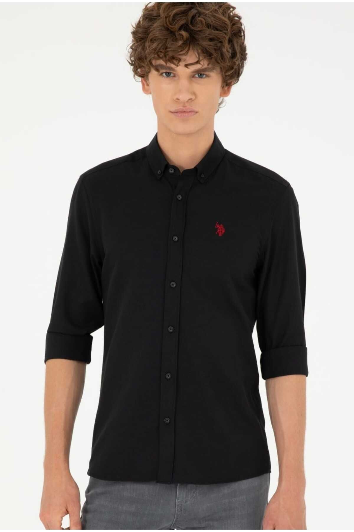 پیراهن پایه آستین بلند مشکی مردانه U.S. Polo Assn.