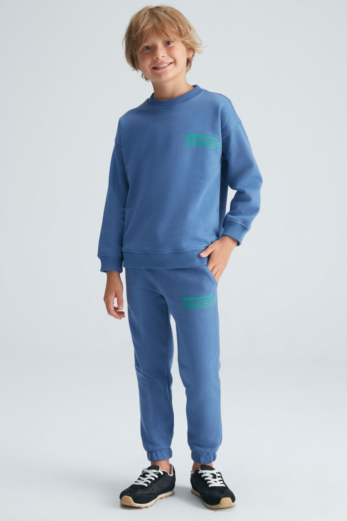 GRIMELANGE-Dia Cotton Boy's Blue Bottom-Top Set 4