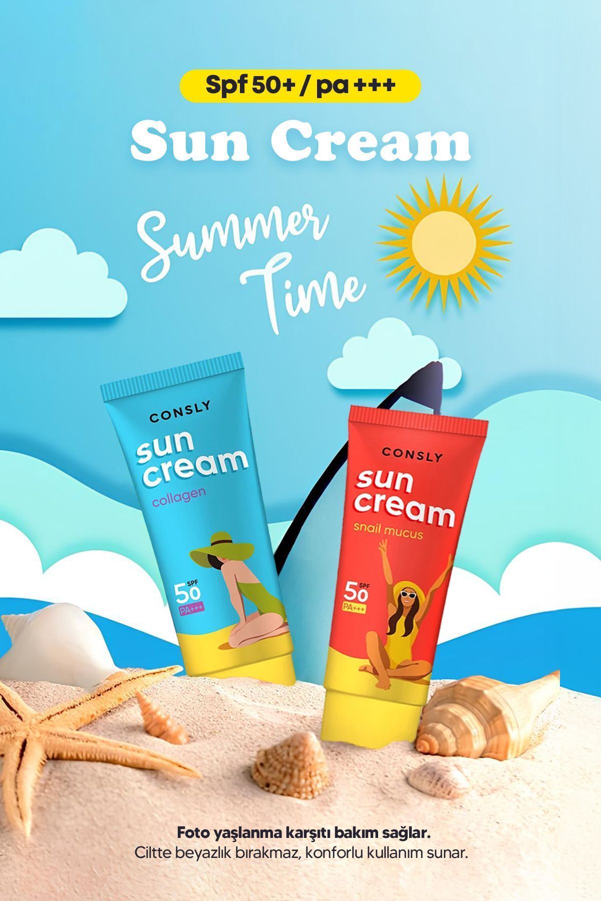 CONSLY-Spf 50 Pa Korean Snail Sun Cream - Snail Mucus Sun Cream with Mucus Extract 50 ml 4