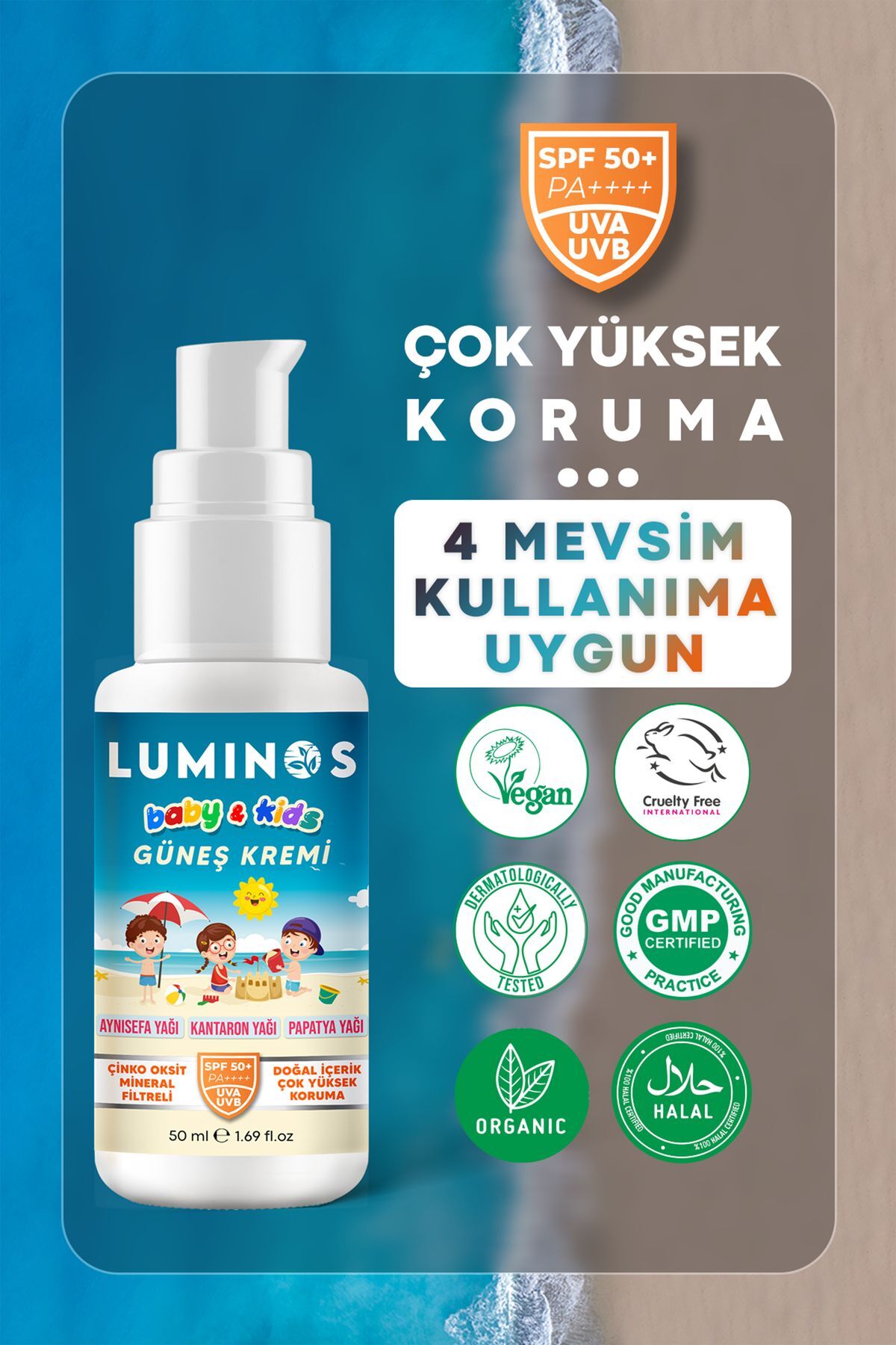 Natural Luminos Bebeklere Ve Çocuklara Özel Doğal Formül Spf 50 Güneş Kremi - 50ml fotoğrafı 4 (önizleme)