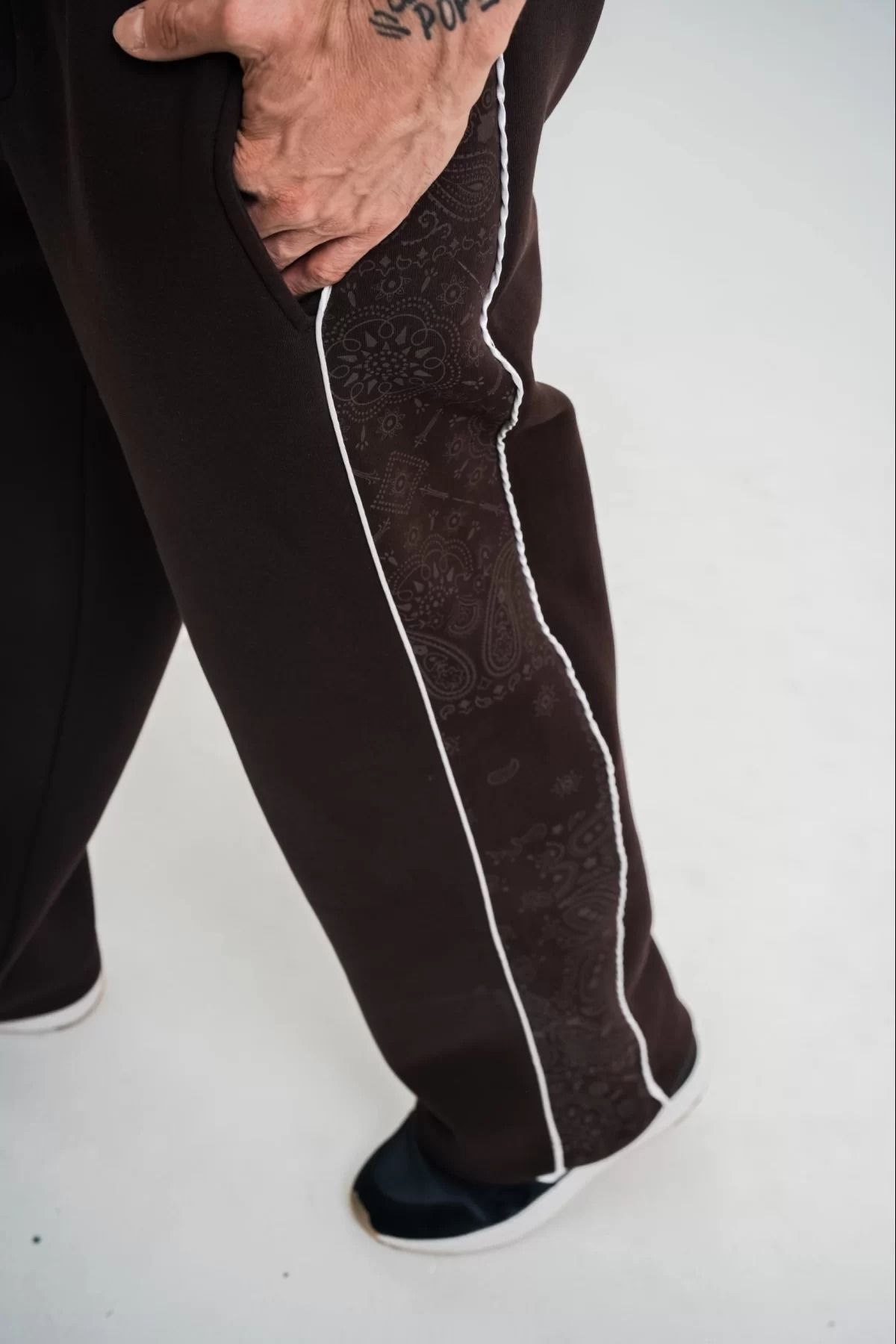 Robin Store Cotton Intermediate Ribbed Printed Baggy Sweatpants Three Thread Trendyol