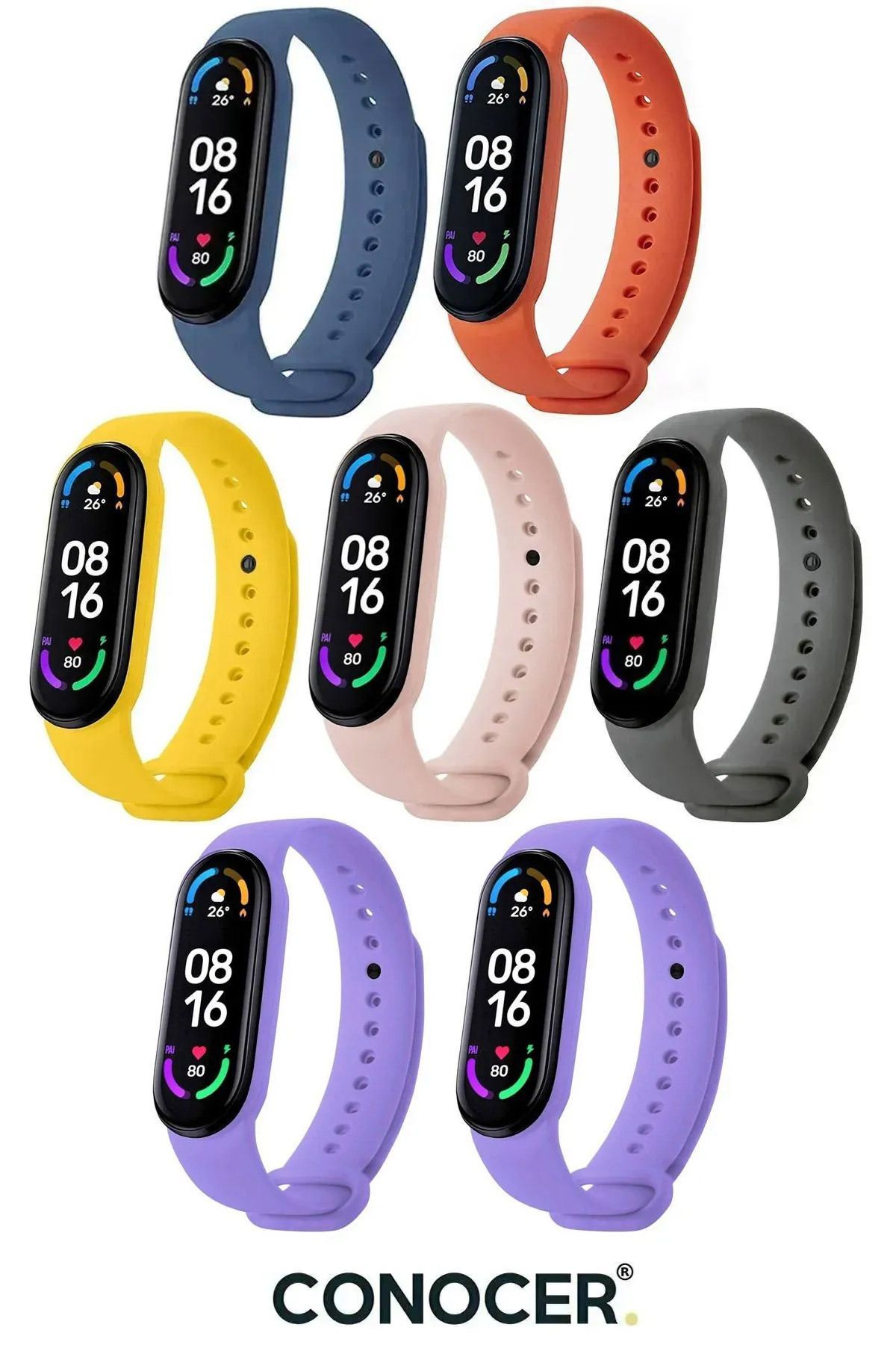 CONOCER Xiaomi Mi Band 5 Ve 6 Uyumlu Silikon Yuksek Kalite Kordon Kay 7 li Set Fiyat Yorumlar Trendyol