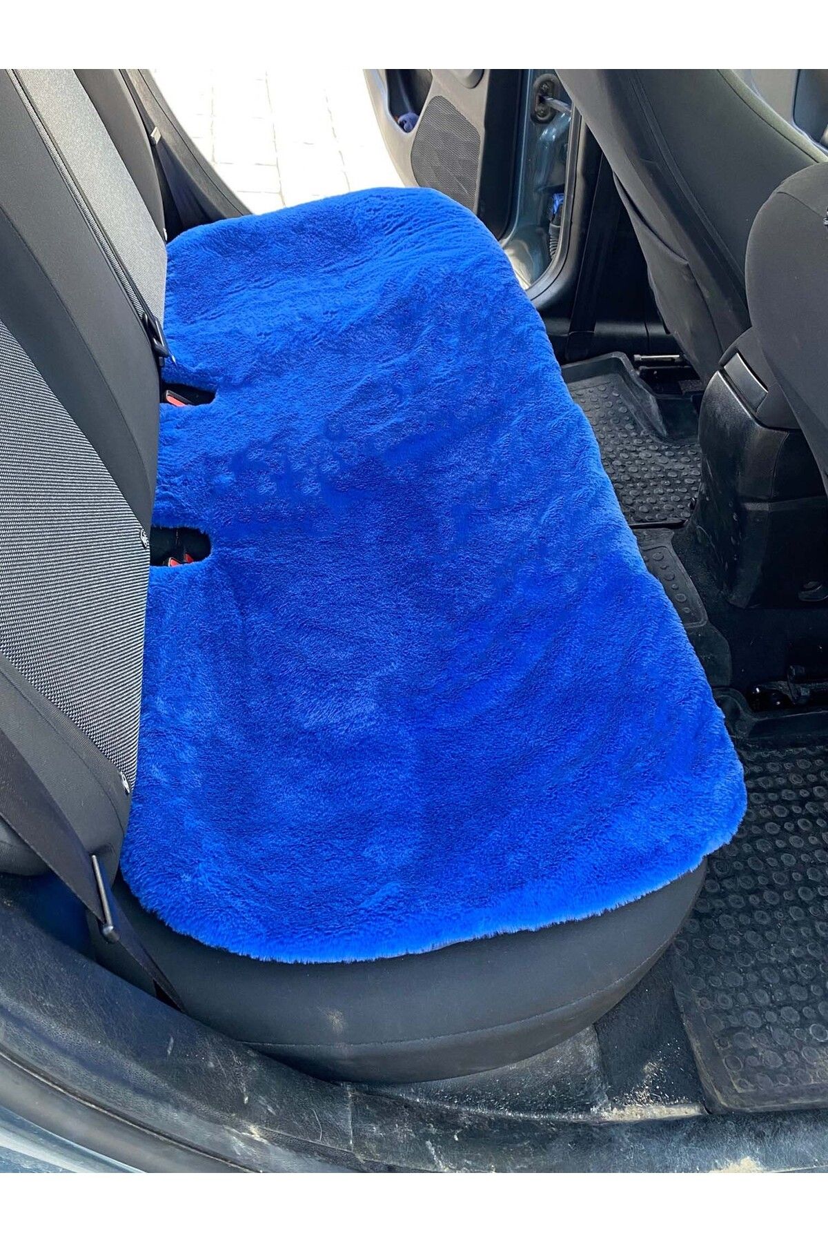 Oto Aksesuarcım Yumuşak Tüylü Peluş Serme Oto Koltuk Koruyucu Minder Ön Arka Mavi fotoğrafı 5 (önizleme)
