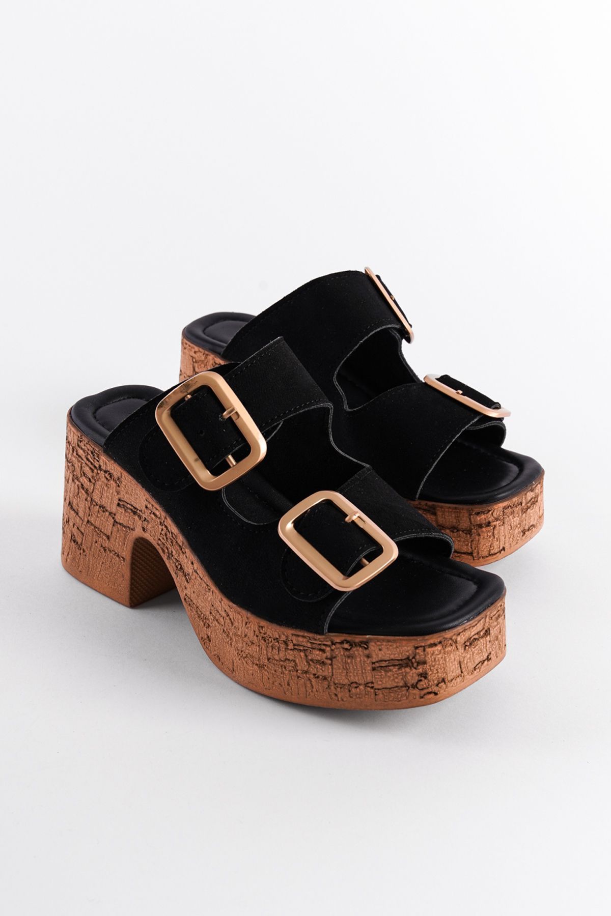 دمپایی مشکی زنانه گروه دو باند مبتنی بر سکوی قارچ Capone Outfitters