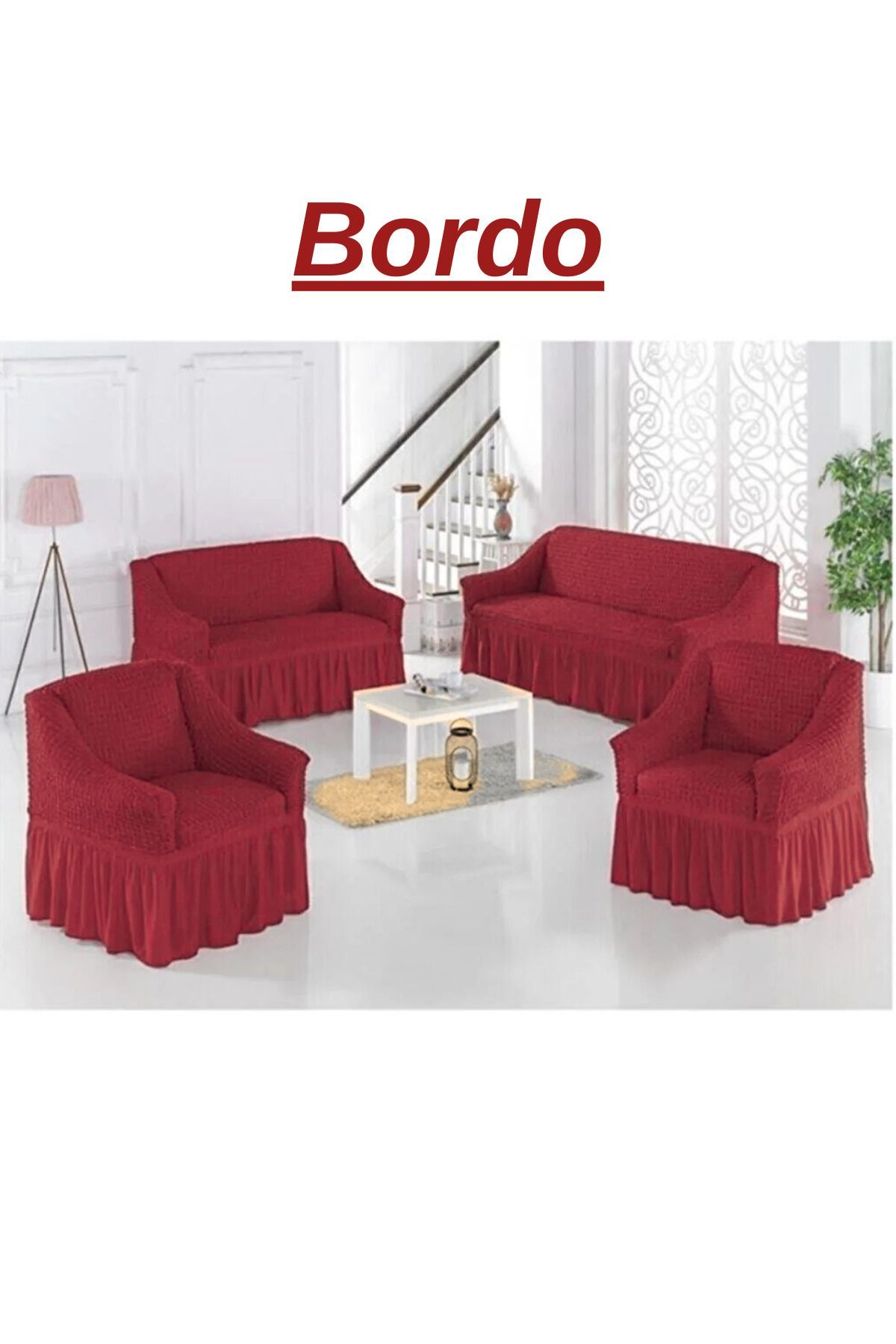 uytm Bürümcük 3211 - Huse Pentru Canapea Și Canapea Extensibilă Pentru Fotoliu, 1 Cu 3 Într-unul Cu 2 Locuri - Set De Două Huse Cu Un Singur Melc -
