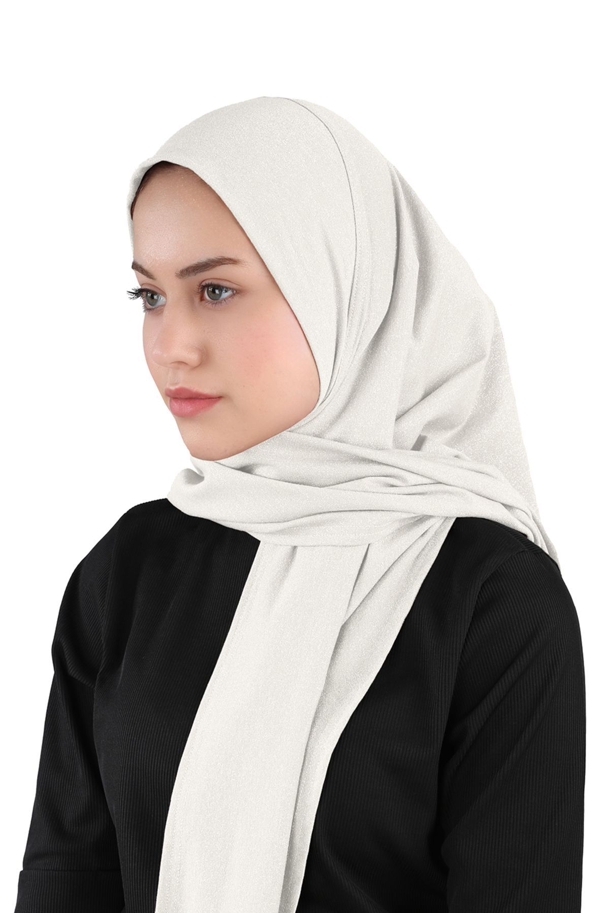 Ecardin-Glitter Premium Scarfs Hijab Turban - St 558 Cream 3