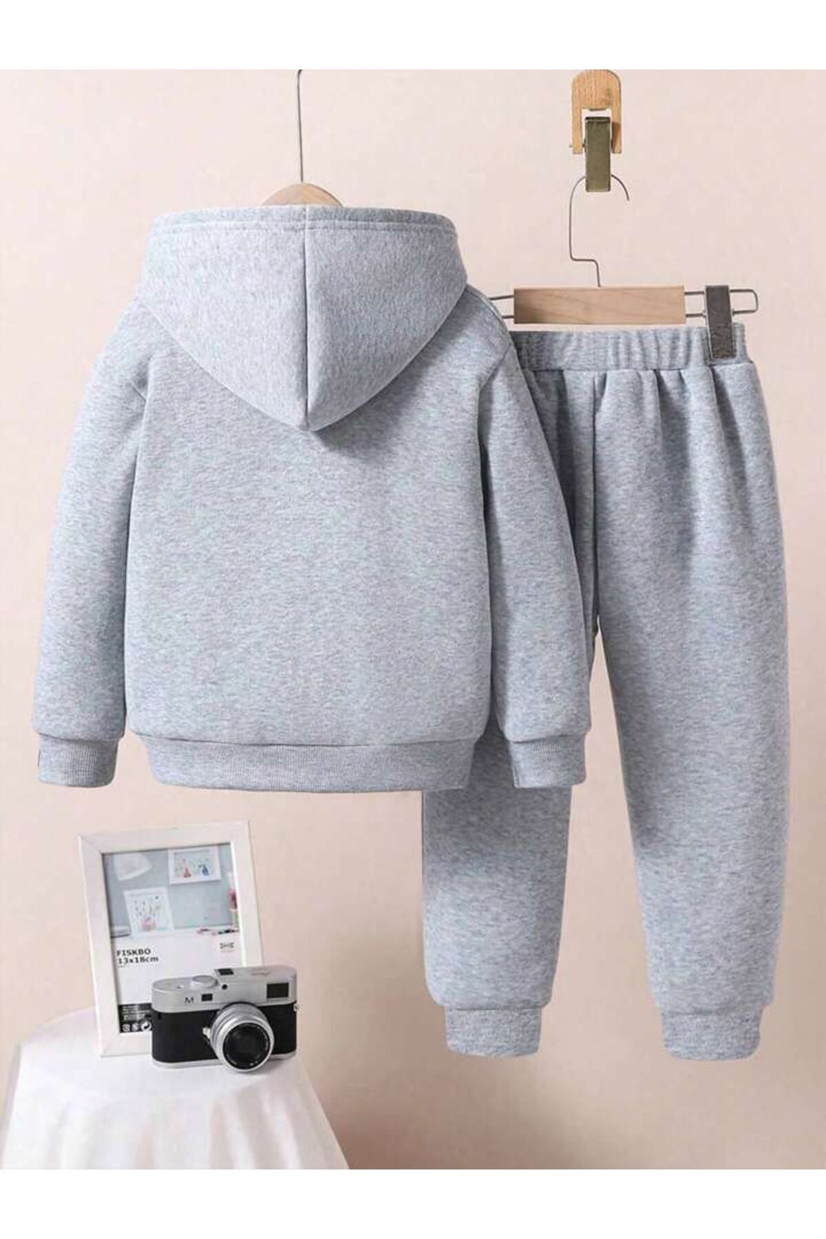 Gözlüklü Ayı Pamuk Çocuk Takım - Gri Sweatshirt Jogger Baskılı Kız Erkek Çocuk Kapüşonlu — خاکستری GZLAYESFTKCCK-CA — تصویر 2 از 2