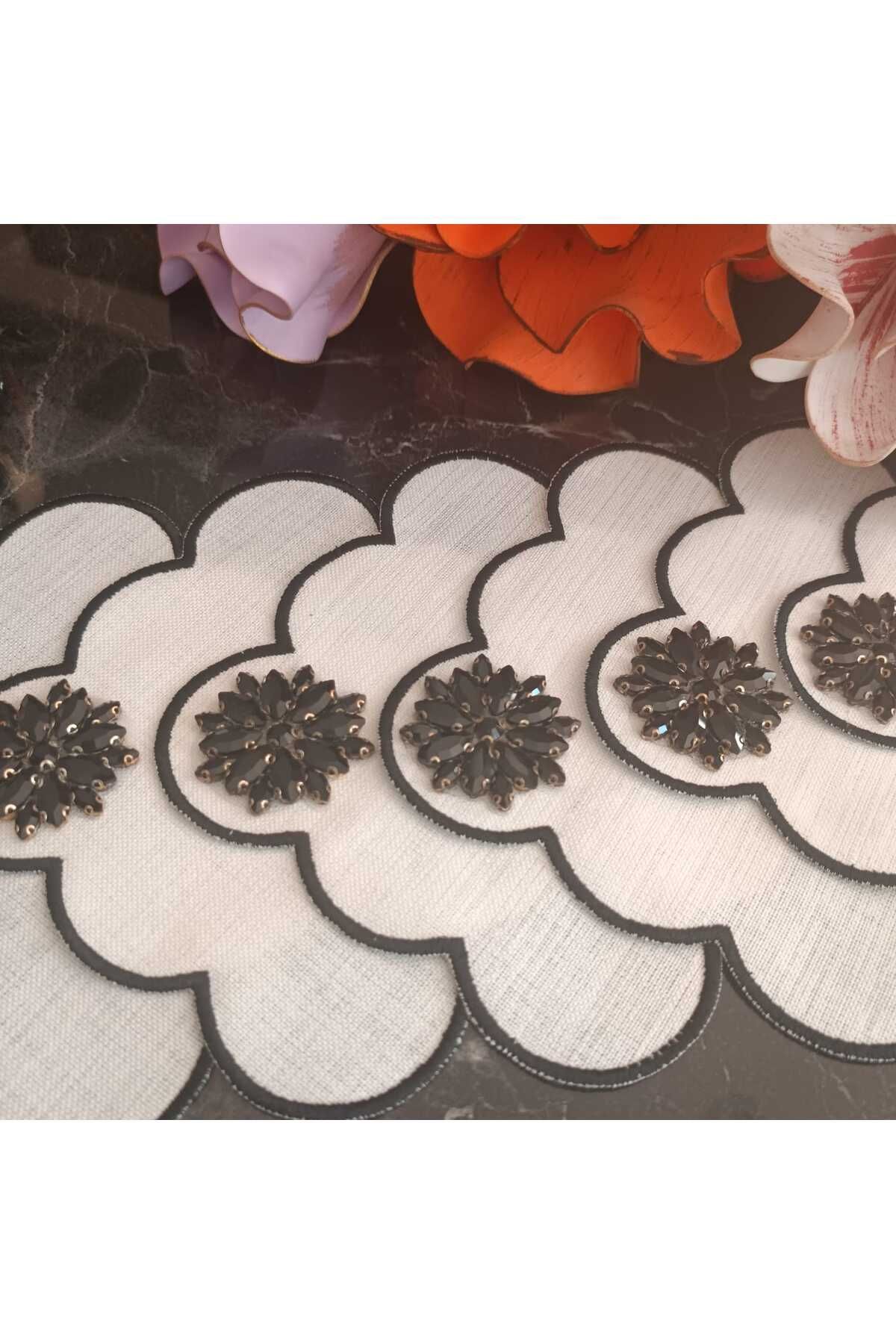 Fleur De Pierre (TAŞ ÇİÇEK) SİYAH TAŞLI Kahve Yanı Kokteyl Peçetesi Leke Tutmayan Kumaş 6 Adet