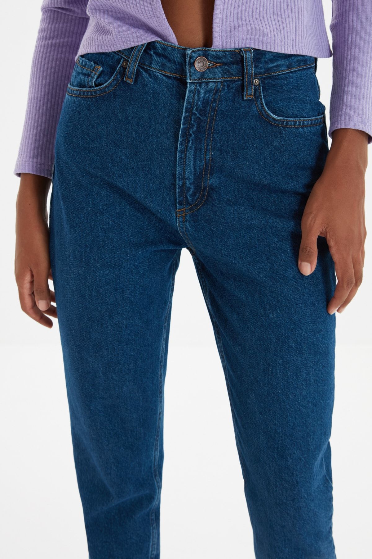 Trendyol Collection Jeans - Dark blue - Mom - Trendyol