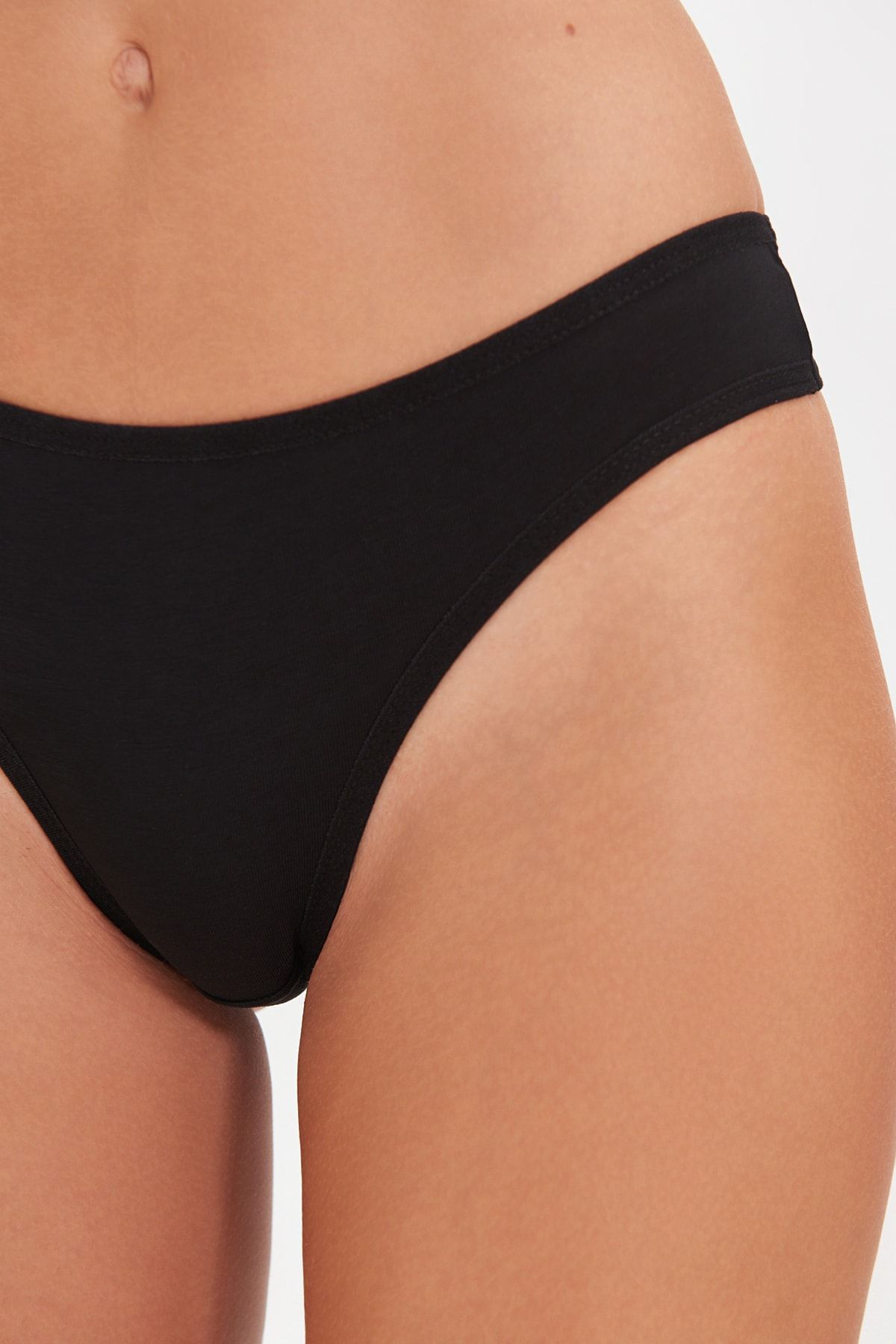 Trendyol Collection-Schwarze 3er-Pack Baumwoll-Tanga-Strickhöschen THMSS21KU0135 4