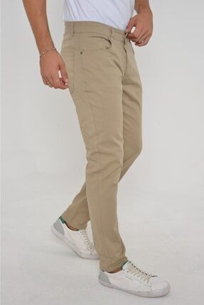 Erkek Açık Bej 5 Cep Slim Fit Likralı Pantolon TR1801VIA