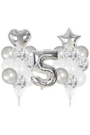 5 Yaş Konfetili Şeffaf Balon Seti Doğum Günü Parti Seti 366555