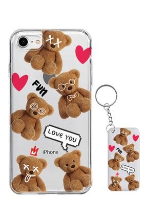Iphone 6 Teddy Bear Love You Desenli Silikon Kılıf - Anahtarlık Hediye ESCVR-SFF1-01