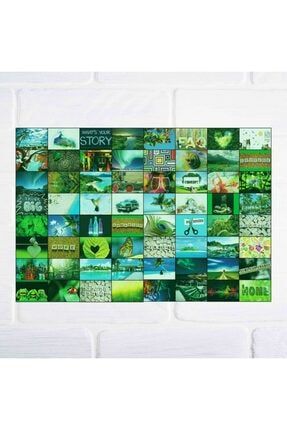 Pinterest Aesthetic Yeşil Duvar Posteri Kolaj 64 Adet 10x15 cm Mybambapdvp052
