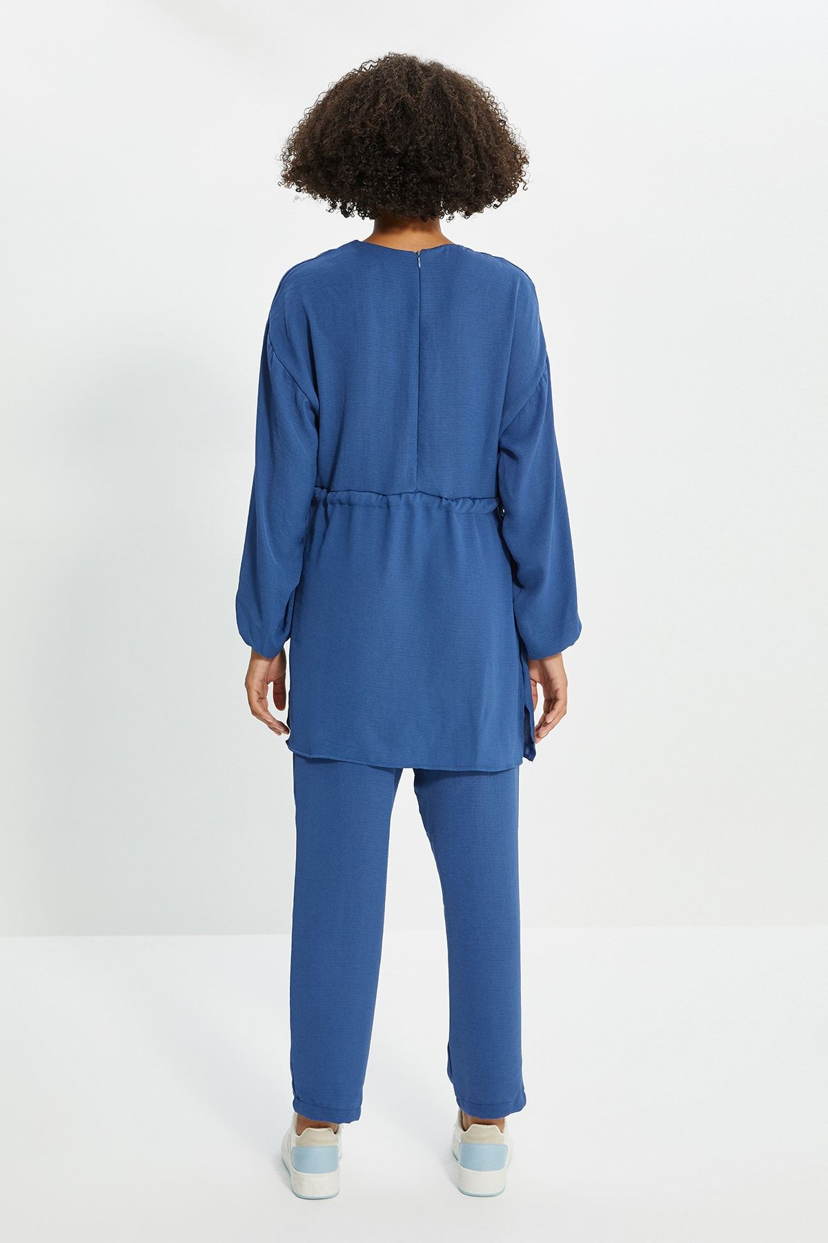 Trendyol Modest Mavi Beli Bağlamalı Cep Detaylı Aerobin Gömlek-Pantolon Takım TCTSS21AU0238 RN11139