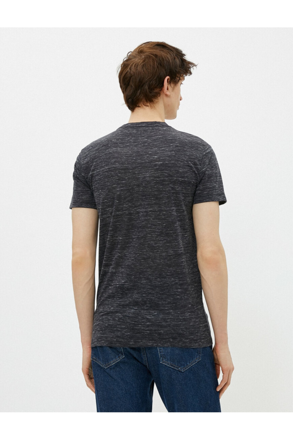 تیشرت مردانه آبی سرمه ای کوتون | 1YAM11049LK اورجینال - تصویر 4