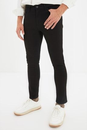 Siyah Erkek Esnek Kumaş Skinny Fit Jeans Kot Pantolon TMNAW22JE0217