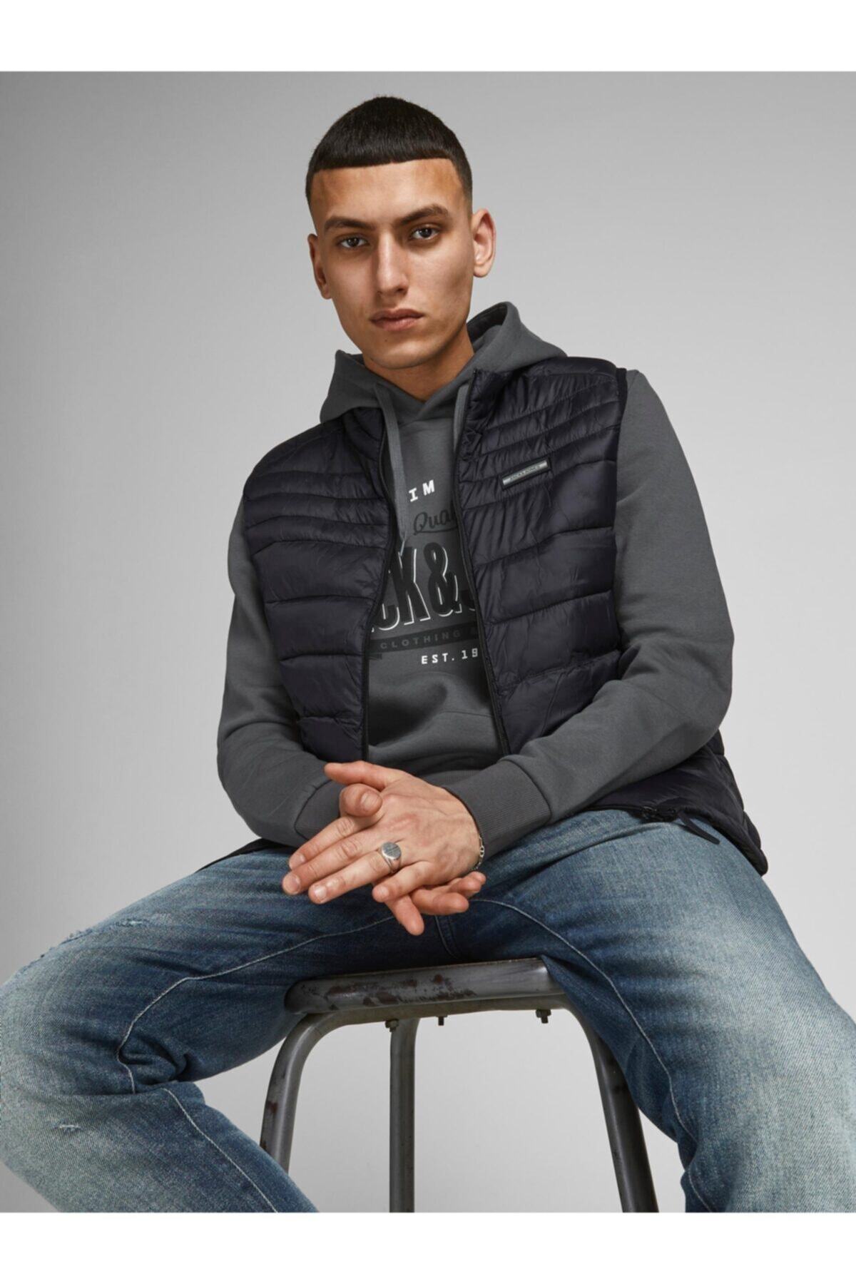 سویشرت مردانه خاکستری جک اند جونز | 12189736 اورجینال - تصویر 4