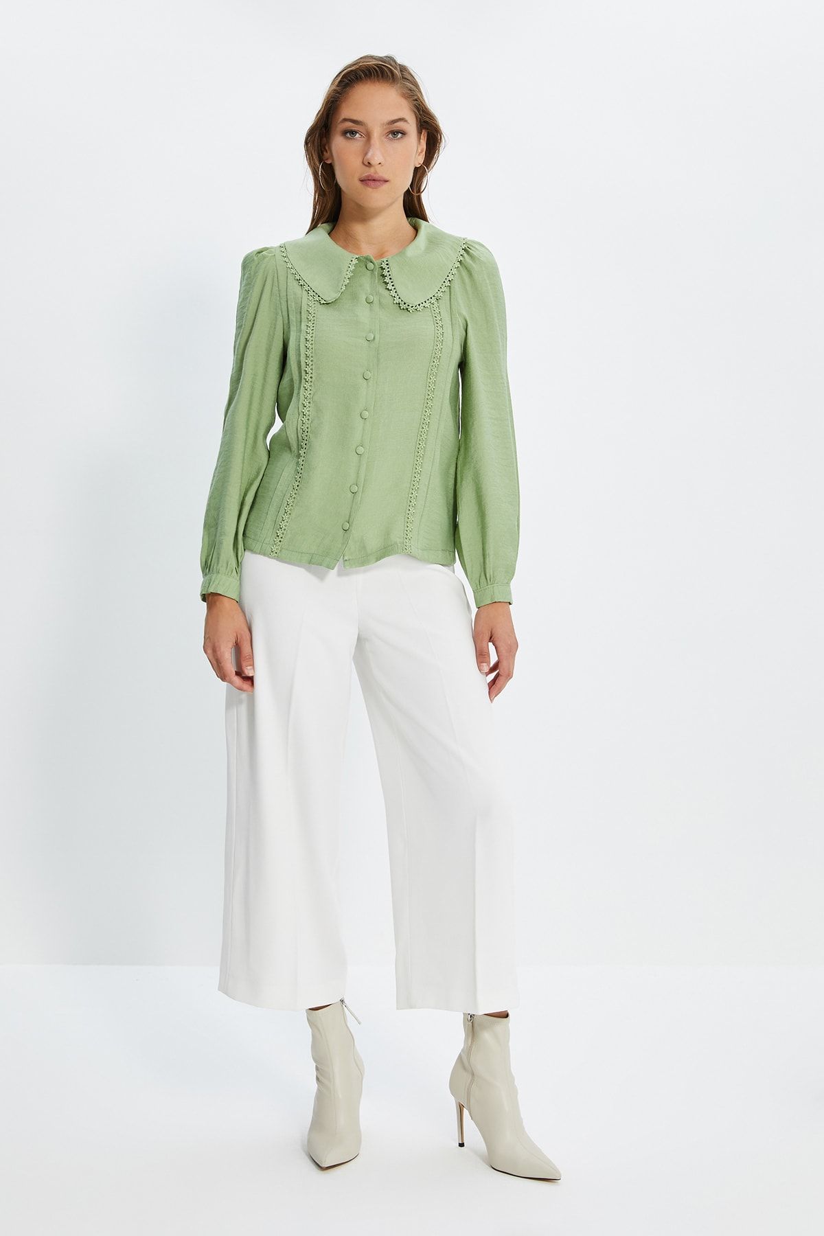 Trendyol Collection-Baba galléros menta csipke részlet - normál szabású, szőtt, TWOSS21GO0035 3