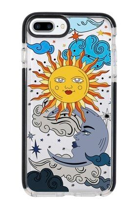 Iphone 8 Plus Siyah Kenarlı Anti Shock Güneş Ay Tarot Desenli Telefon Kılıfı IP8PLK-084