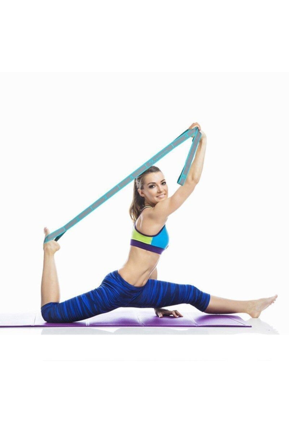 TechnoSmart-Blue Resistance Band with 8 Different Levels Sports Exercise Aerobics Pilates Squat Tire Fitness Yoga 4