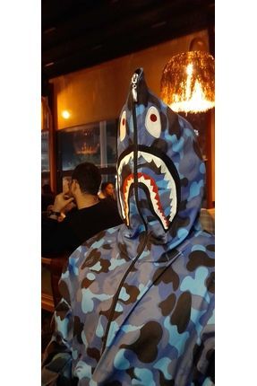 Genel Markalar Unisex Pubg Bape x Shark Hoodie Mavi Fiyat Yorumlar Trendyol