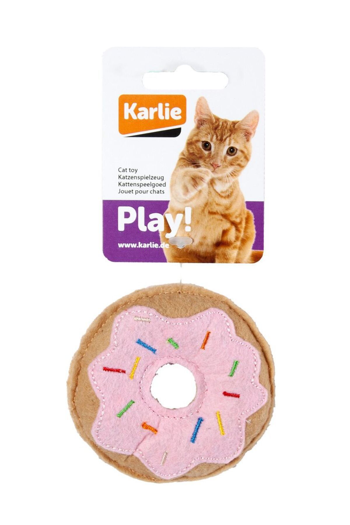 Karlie-Plush Cat Toy with 7.5 cm Width - Black Pink 21051 1