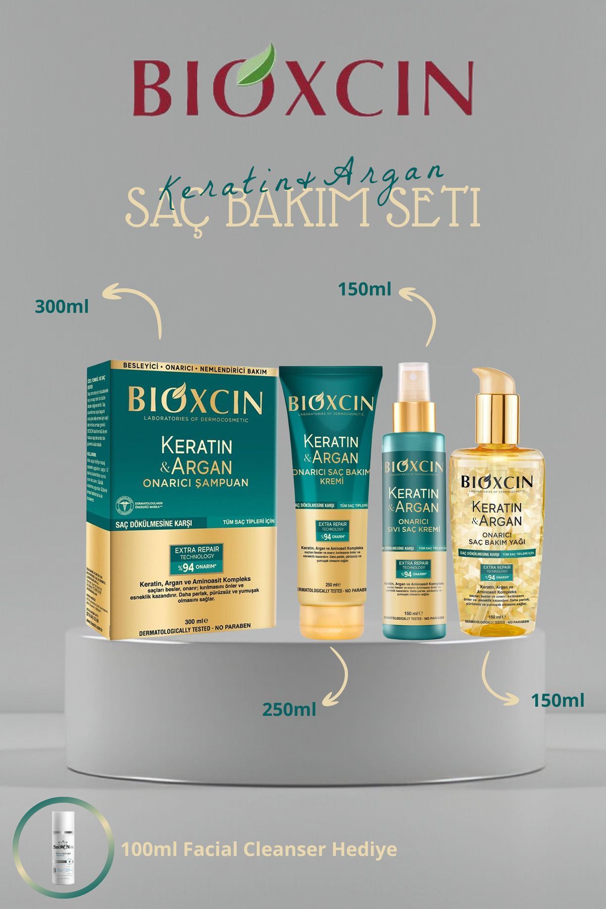 ست مراقبت از موی کراتینه آرگان با اثر ترمیم کننده موهای آسیب دیده و آسیب دیده Bioxcin