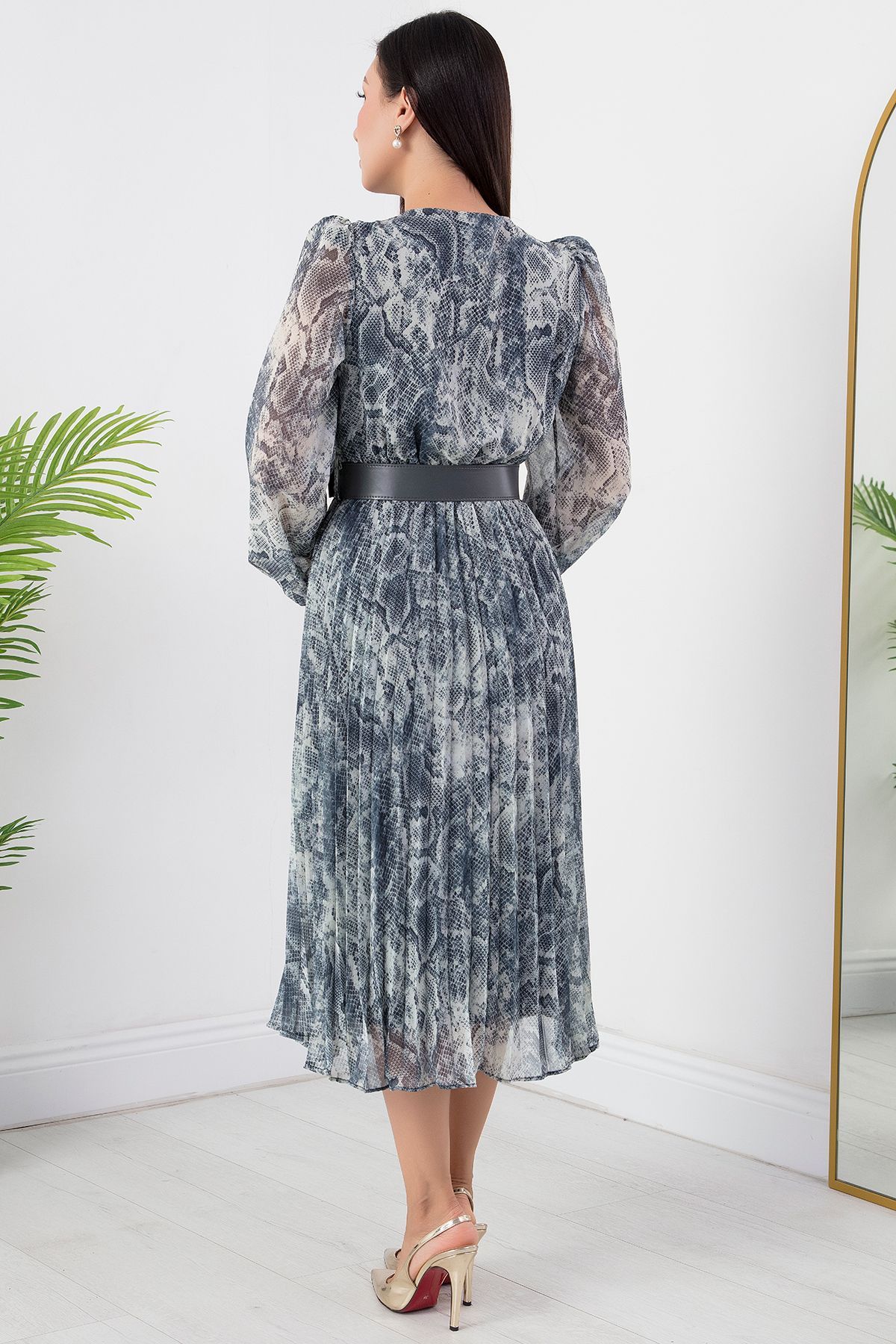PULLIMM-Rochie din șifon cu două piepte cu centură - GRS3286 7