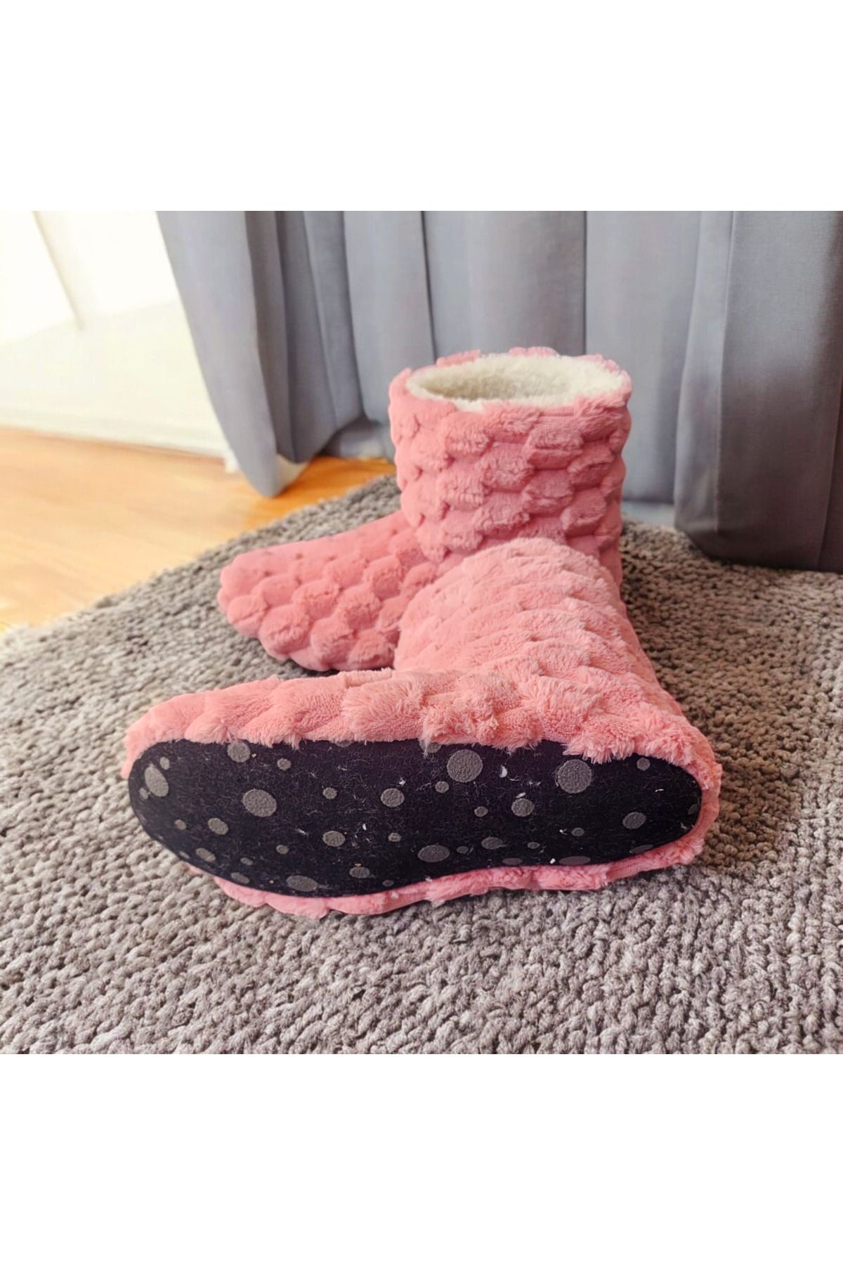 GEZER Ortopedik Yumuşacık Kışlık Peluş Hafif Taban Ev botu,Pandufu görsel 5