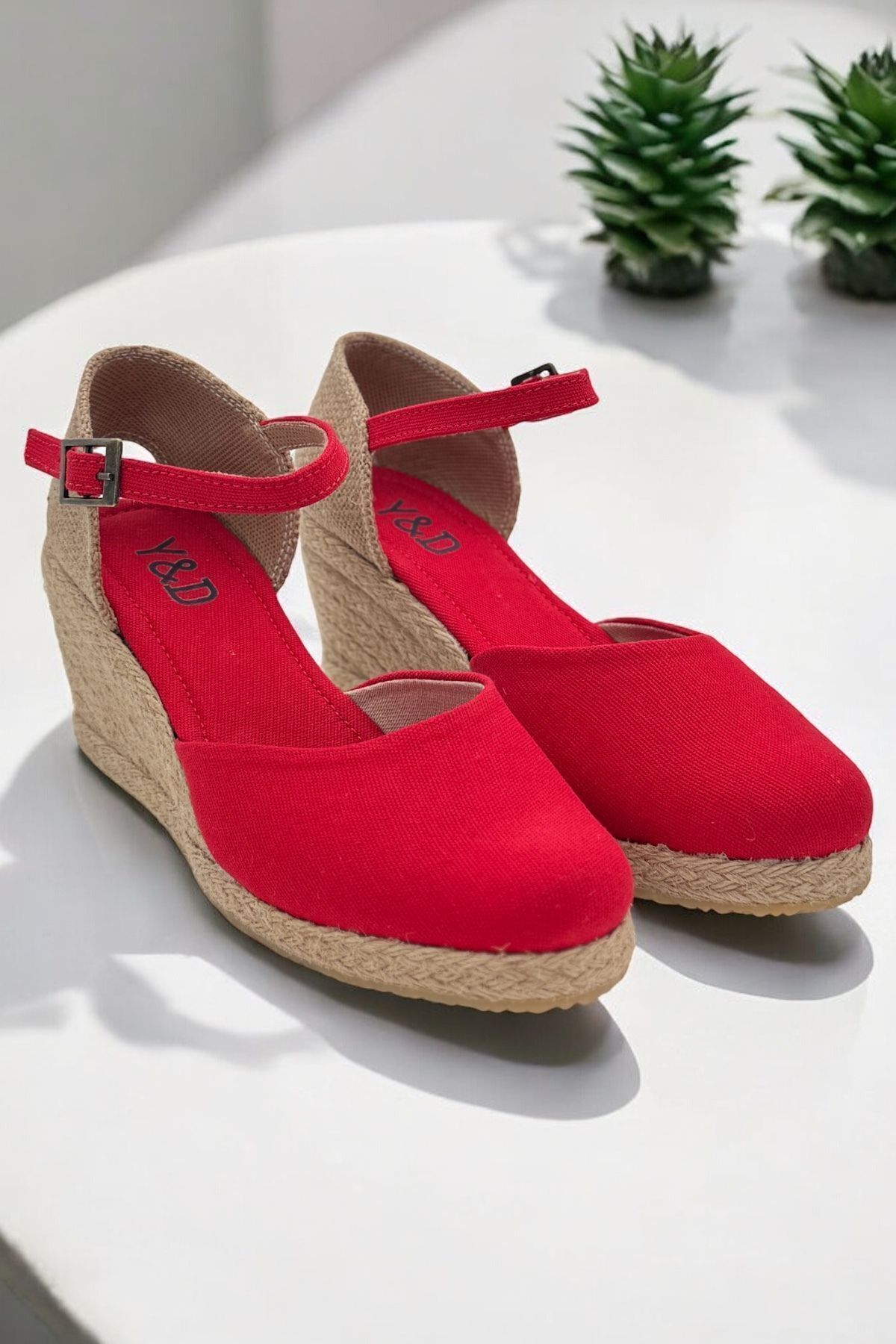 صندل زنانه قرمز Y&D Shoes | Y&D Shoes اورجینال - تصویر 6