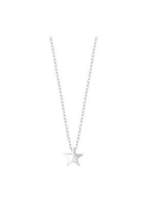 Shiny Spectra Minimalist Gümüş Yıldız Kolye Beyaz Renk