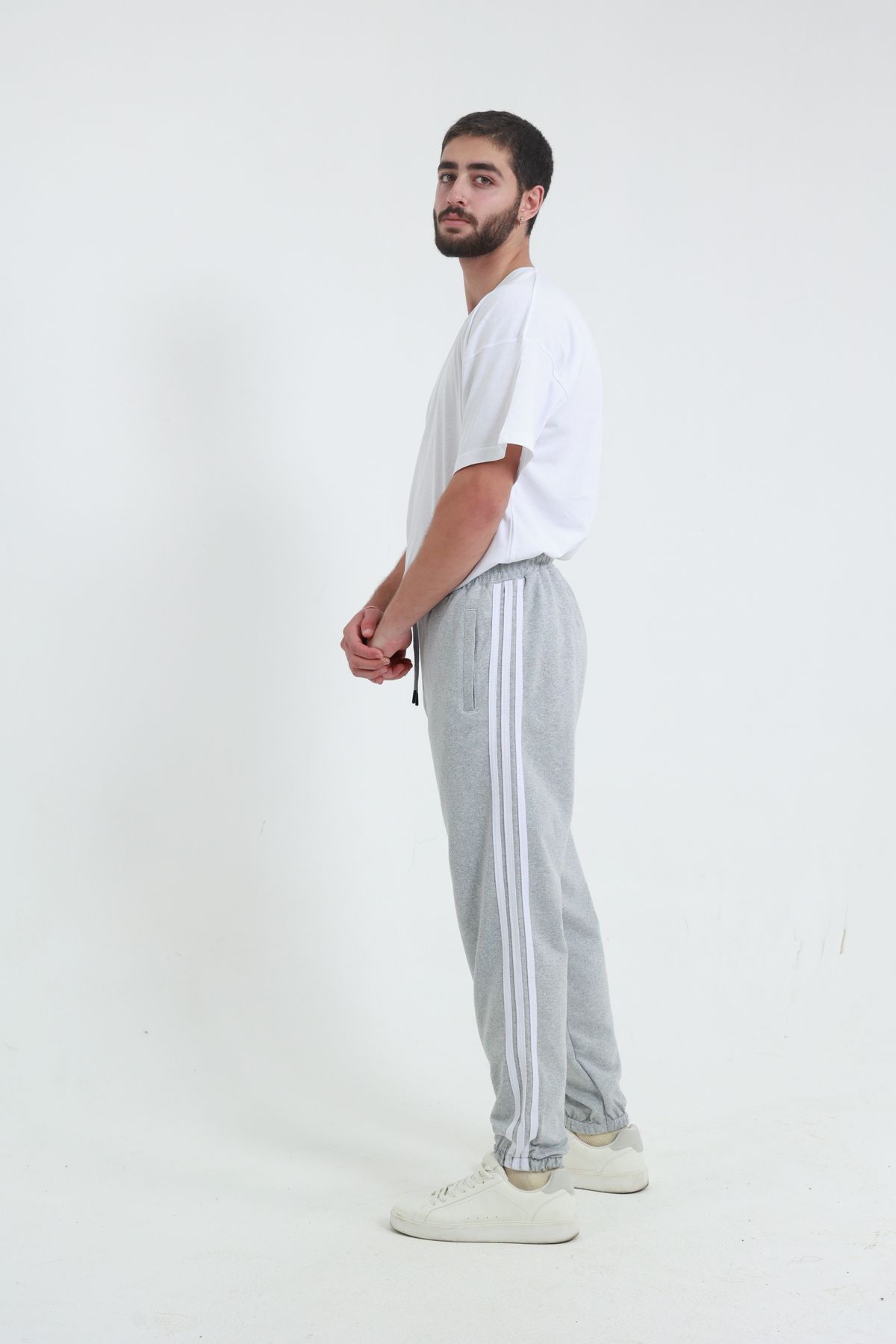 pantalon de survêtement rayé à ourlet élastique pour hommes