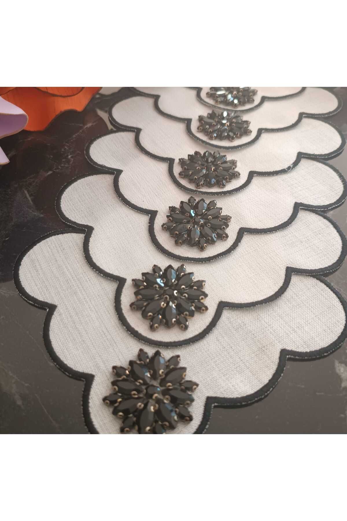 Fleur De Pierre (TAŞ ÇİÇEK) SİYAH TAŞLI Kahve Yanı Kokteyl Peçetesi Leke Tutmayan Kumaş 6 Adet
