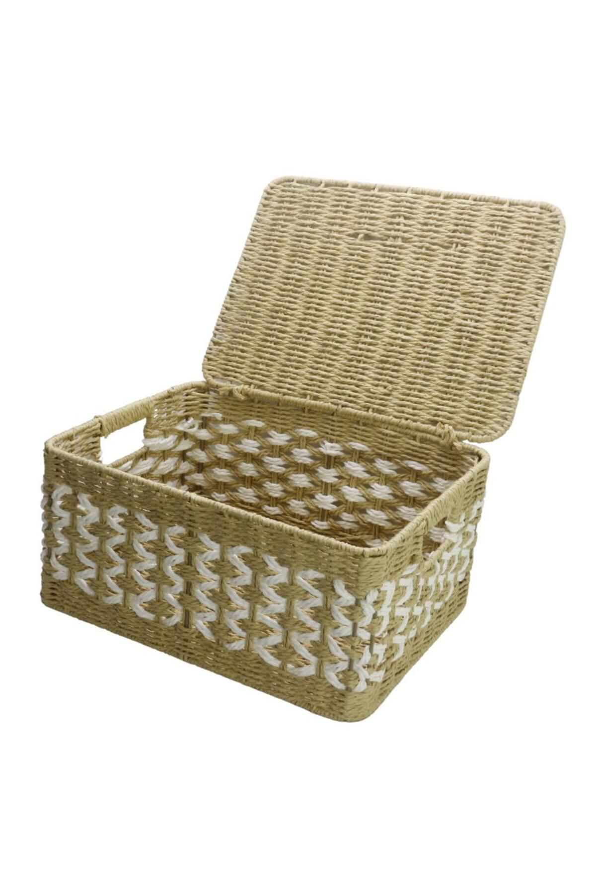 T.Concept-Rectangular Basket - Decorative, Durable and Wicker Lid, Multi-Purpose, Large Size (L) 3