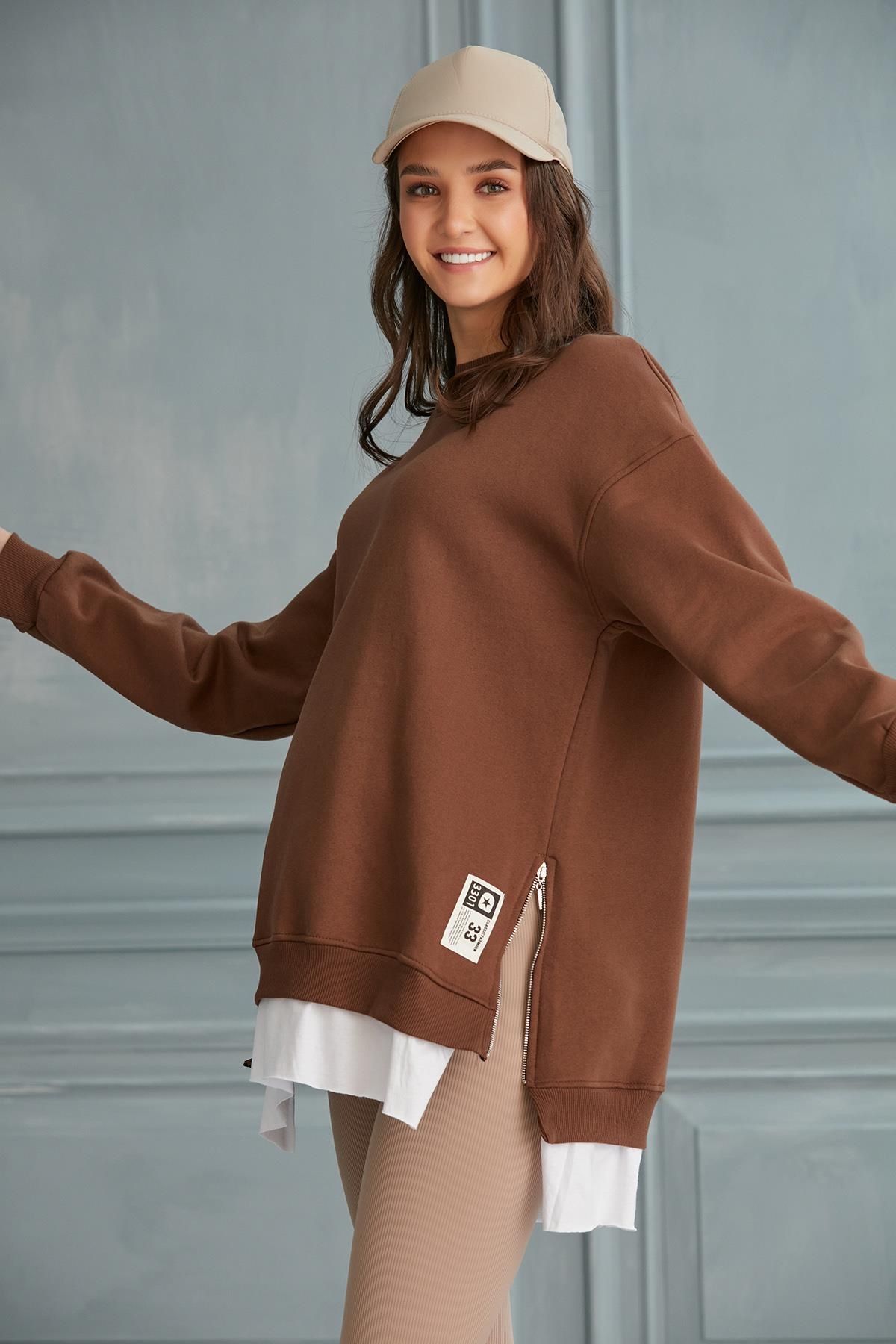 LİYACA REGULAR FİT FERMUARLI HAMİLE SWEATSHİRT görsel 4