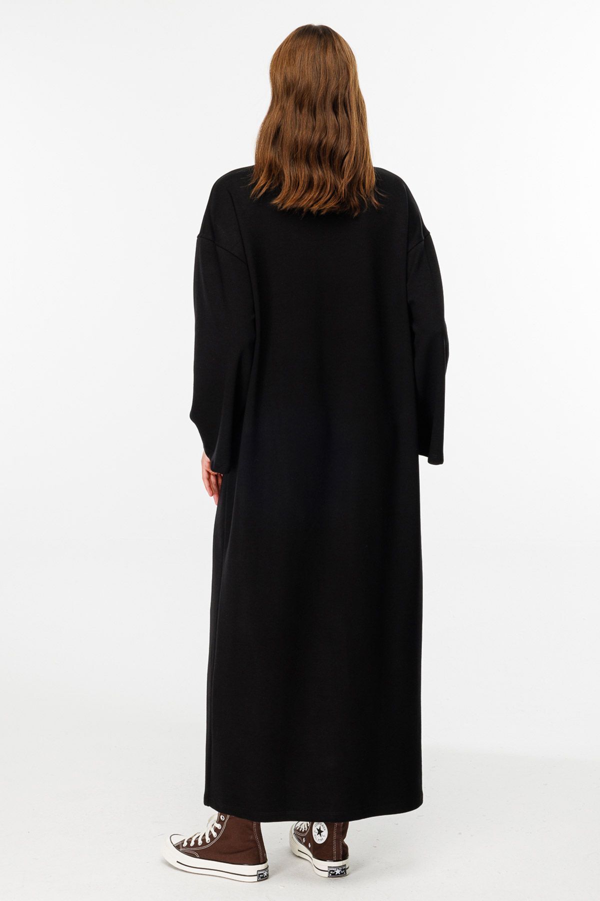 Hooopstore-Rochie lungă supradimensionată din bumbac neagră 7