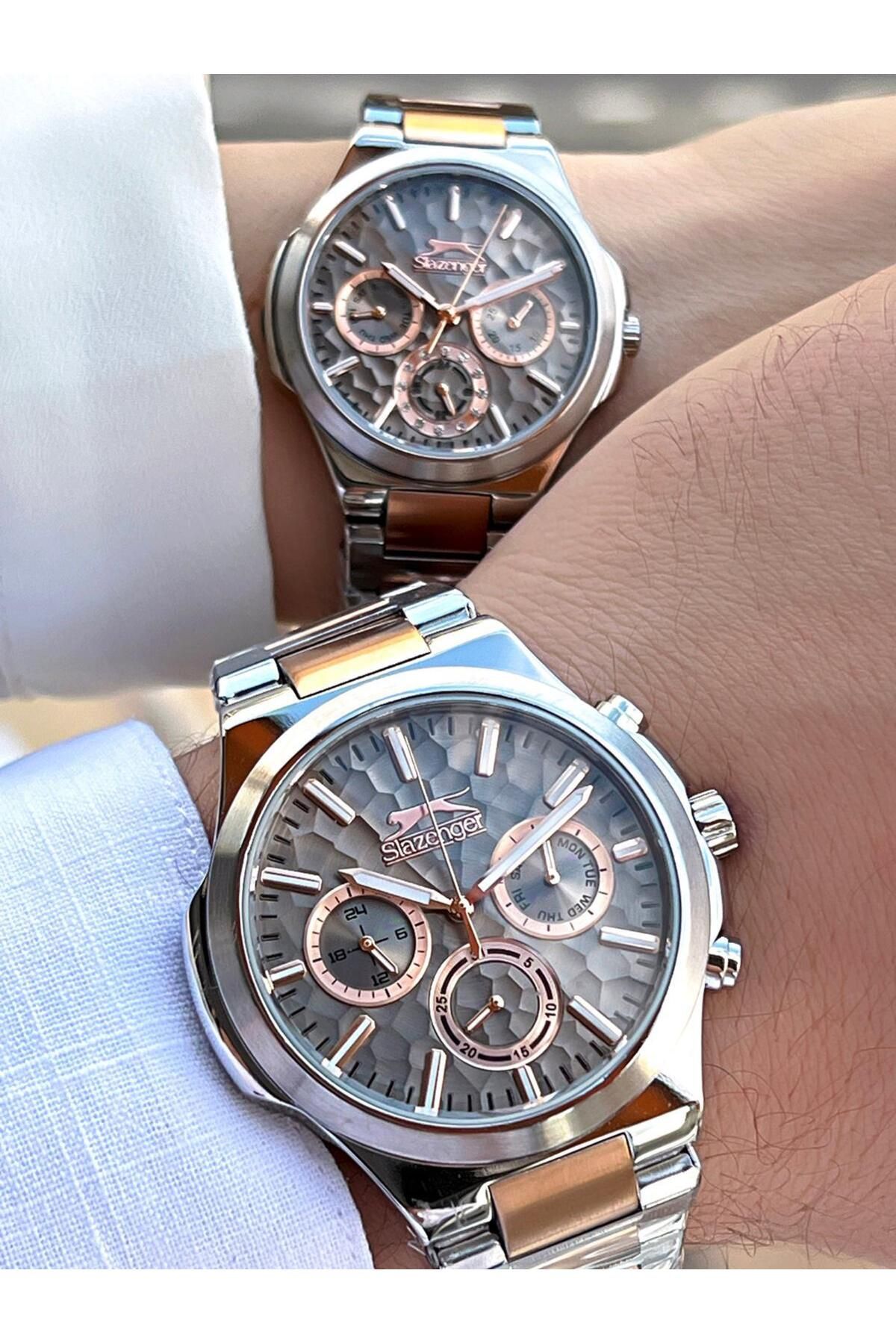 Slazenger Bay Ve Çelik Kordon Çiftlere Özel 5 Atm Suya Dayanıklı