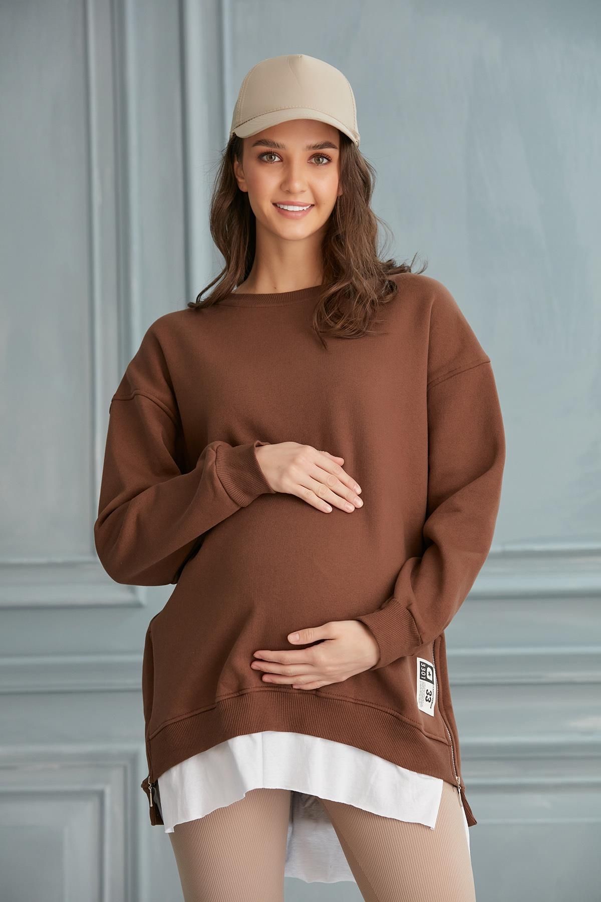 LİYACA REGULAR FİT FERMUARLI HAMİLE SWEATSHİRT