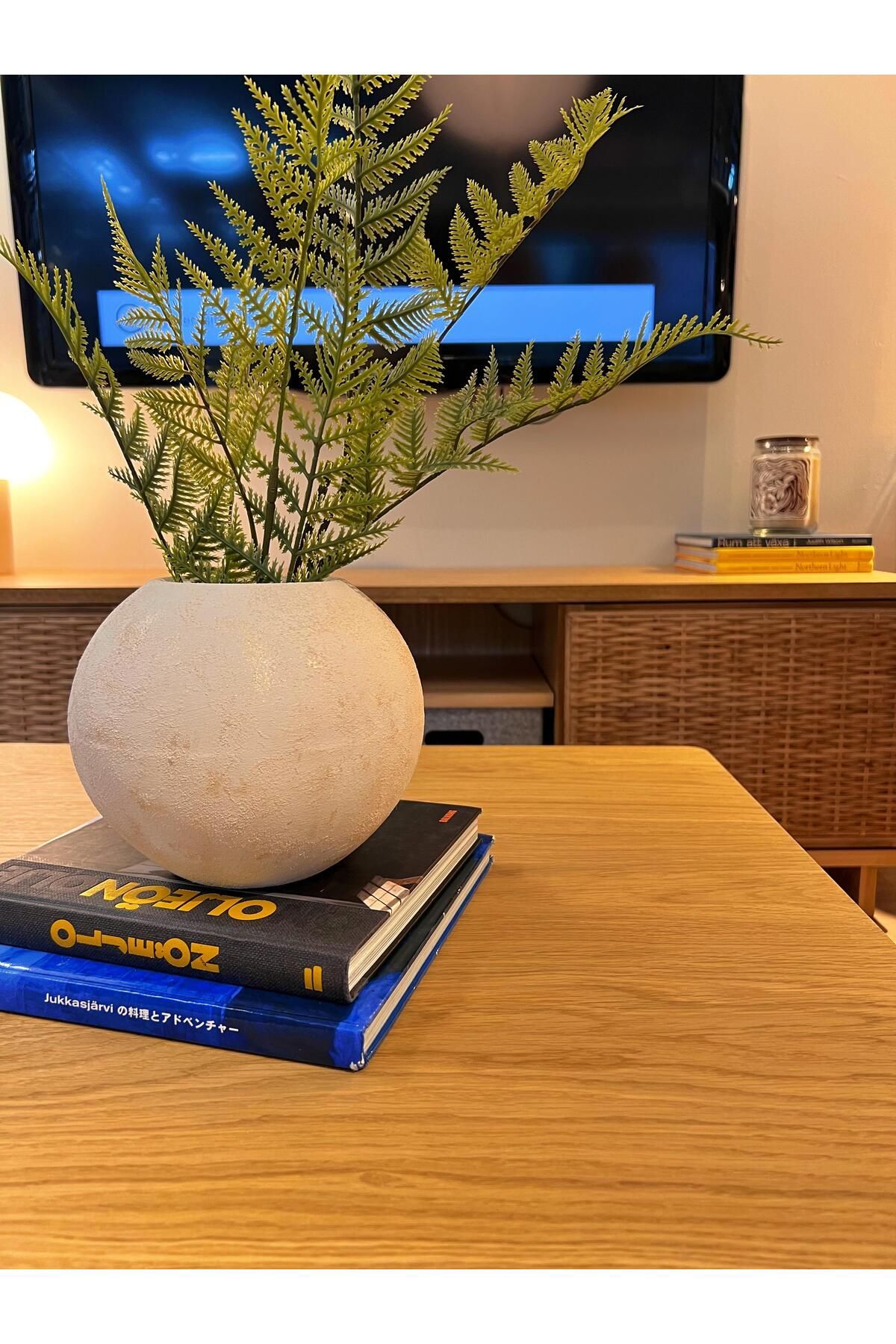 Yedi Home&Decor-Natural Stone Textured Ceramic Sphere Vase 2
