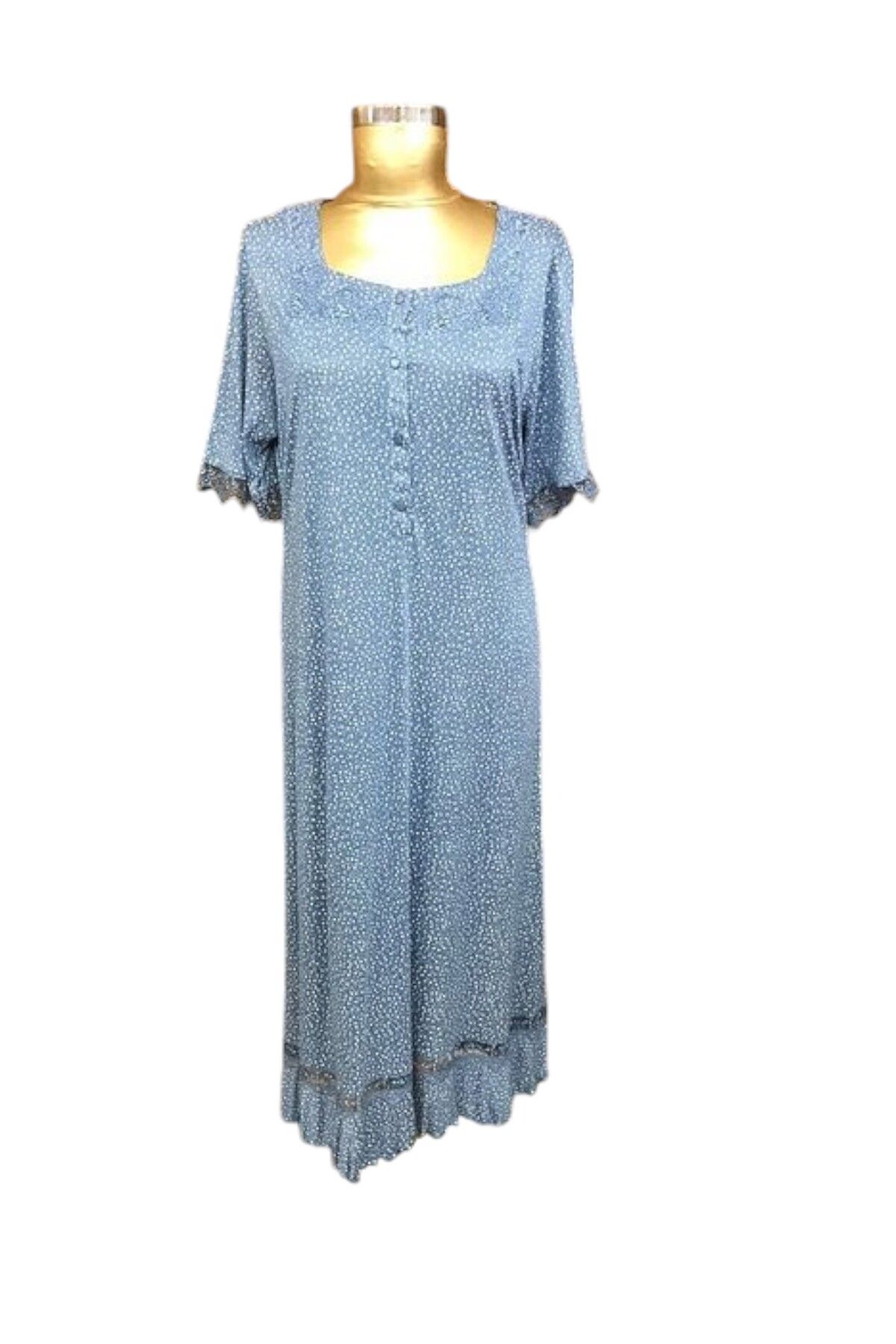 Pelin Pijama Pelin Bayan Kısakol Gecelik-1108-mavi