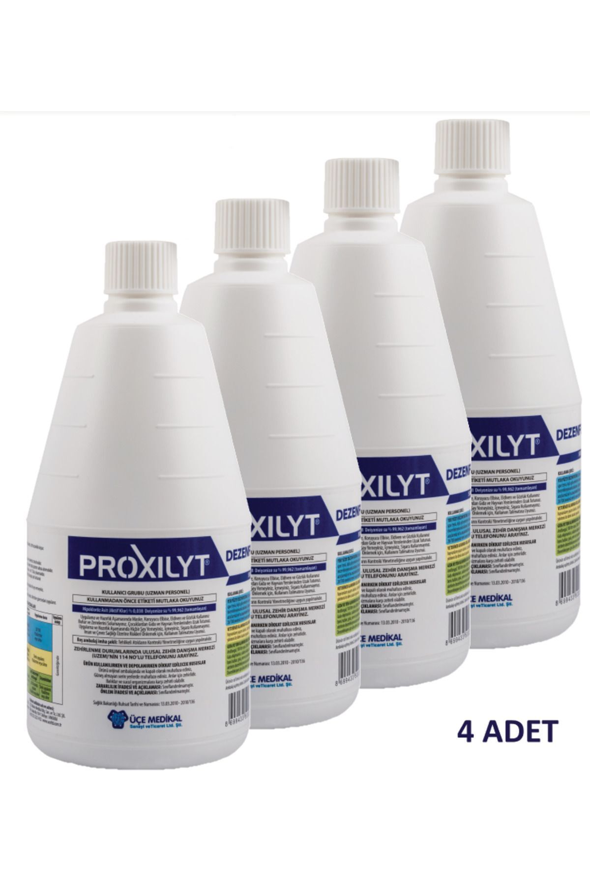 PROXİLYT Su Bazlı Alkolsüz (HİPOKLORÖZ) Yüzey Dezenfektanı 1 Litre (4 ADET) Konsantre