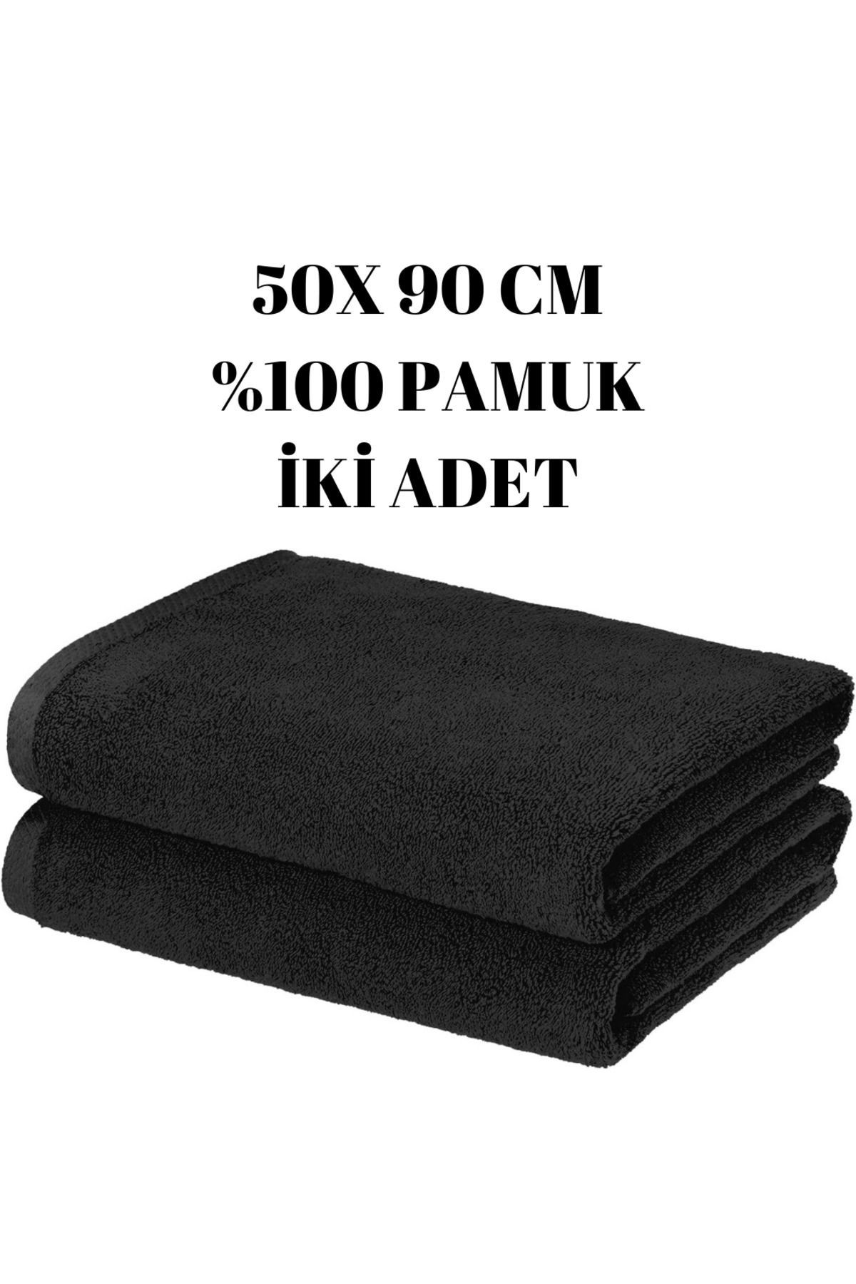 KAYABEY HOME Prosop Negru Pentru Față 50x90 Cm 2 Bucăți % Bumbac, Moale, Design Modern, Prosoape De Baie Absorbante De Apă - Mărime unică