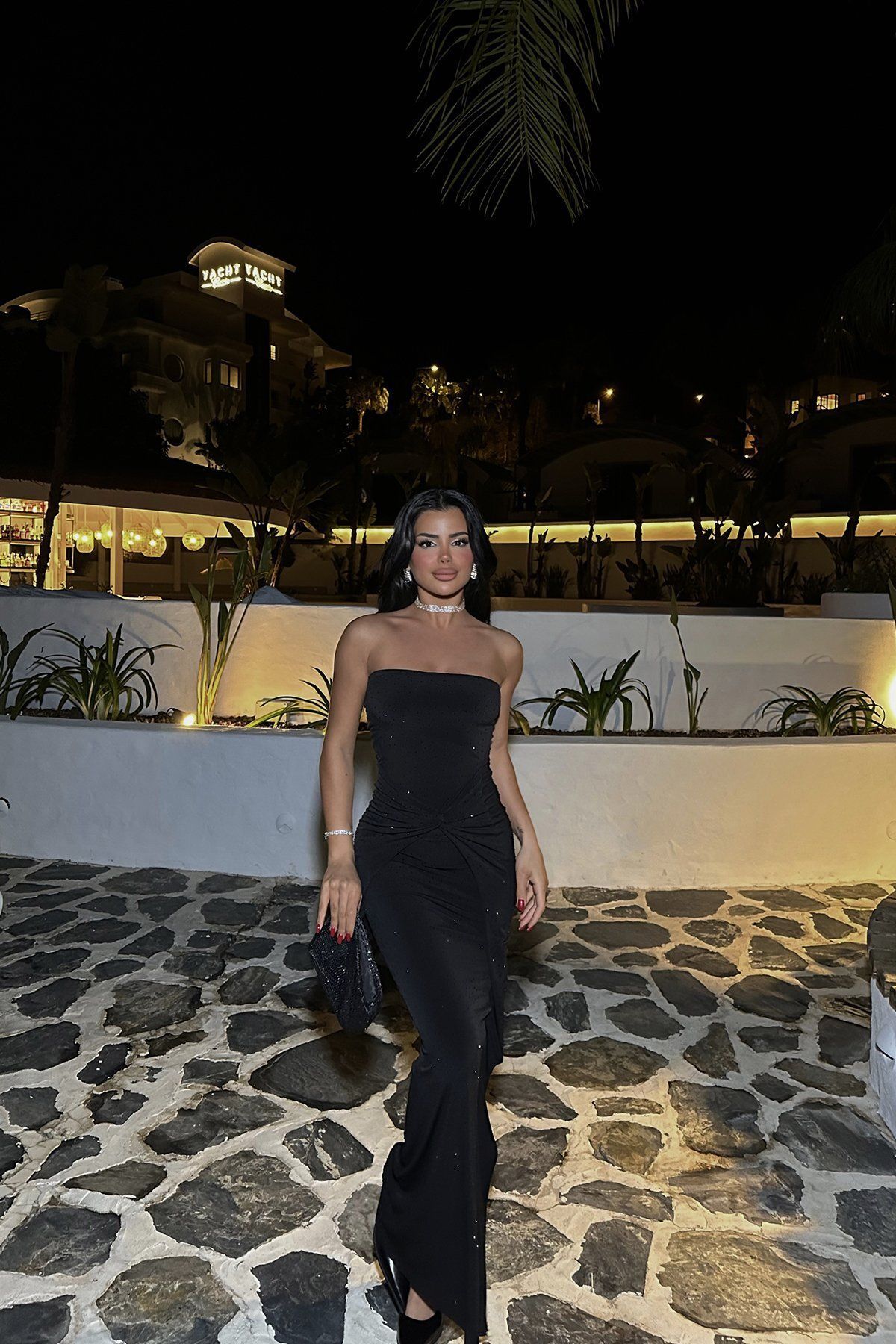 estella robe longue en pierre avec nœud à la taille ate 0963