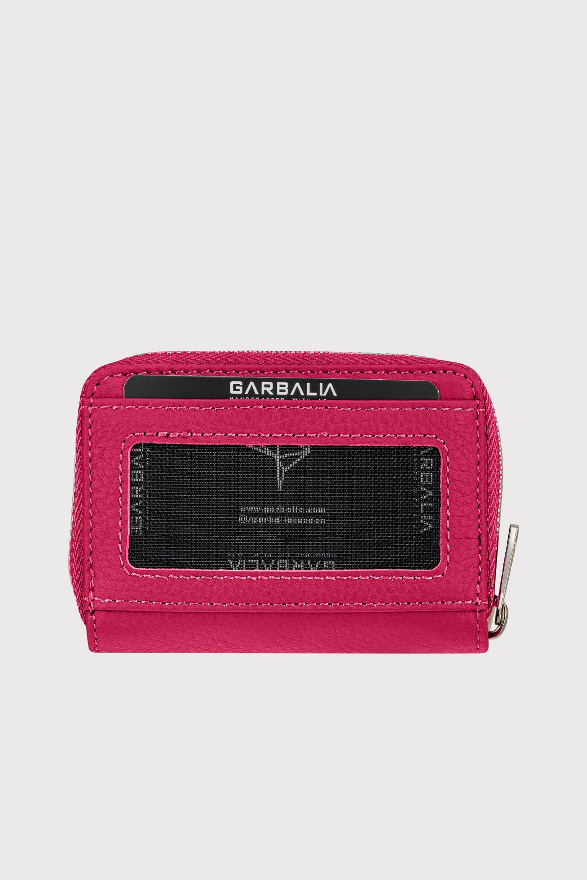 Clovis Genuine Leather Zipper Lock Accordion Fuchsia Card Holder