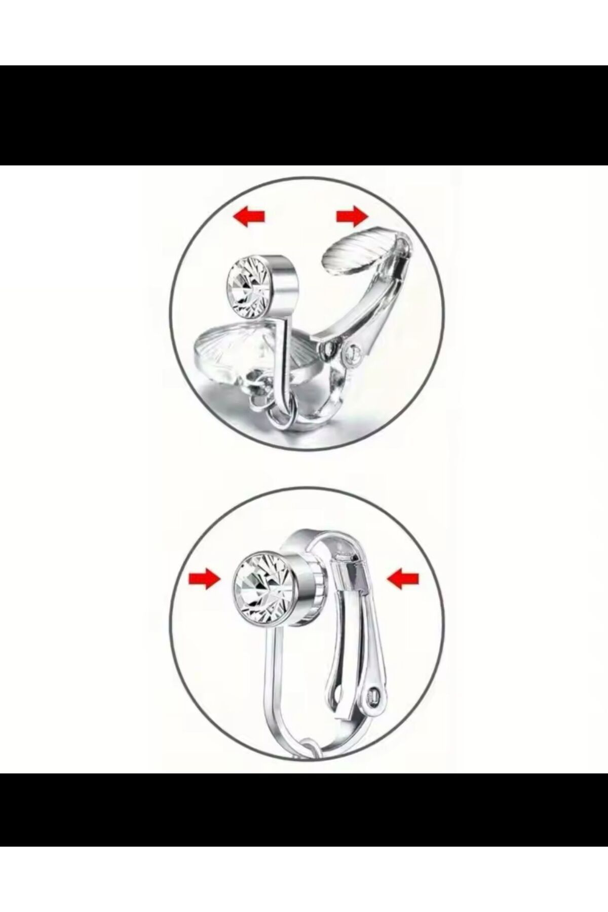 zirkon taşlı delik gerektirmeyen deliksiz kalpli fake klipsli göbek piercingi