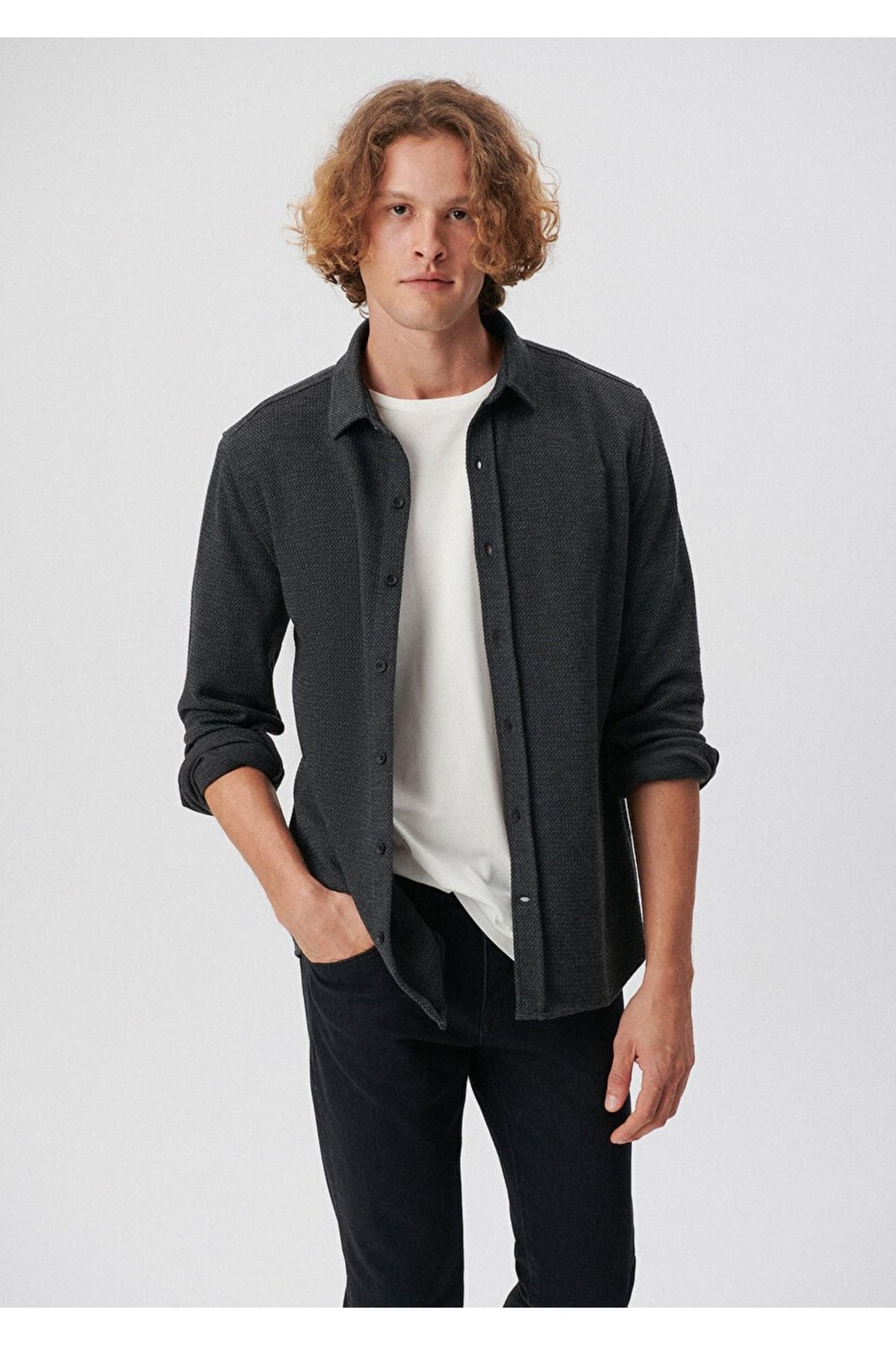 پیراهن مردانه خاکستری ماوی | SS0000000033751 اورجینال - تصویر 2