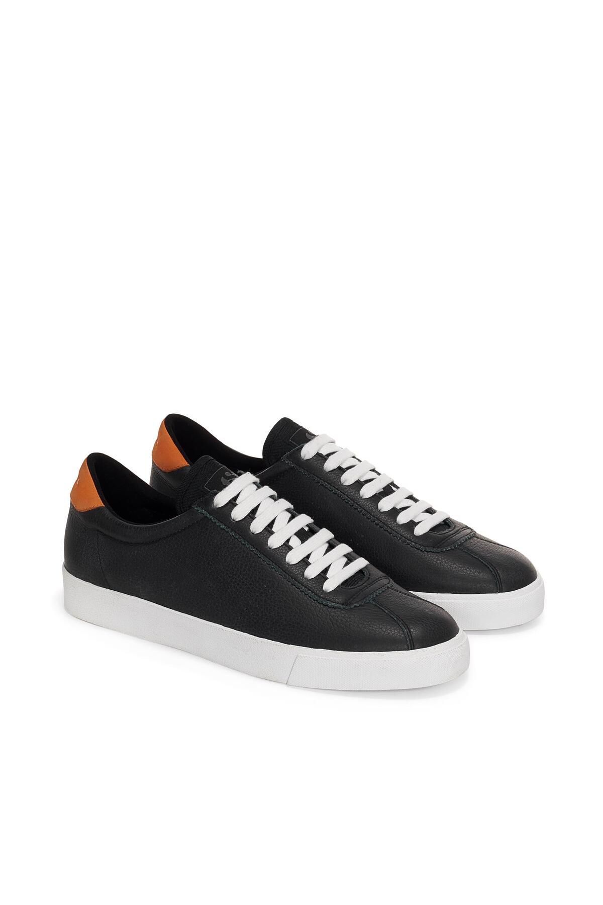 کفش کتانی کوتاه 2843 Club S Comfort Leather Unisex مشکی نارنجی Superga