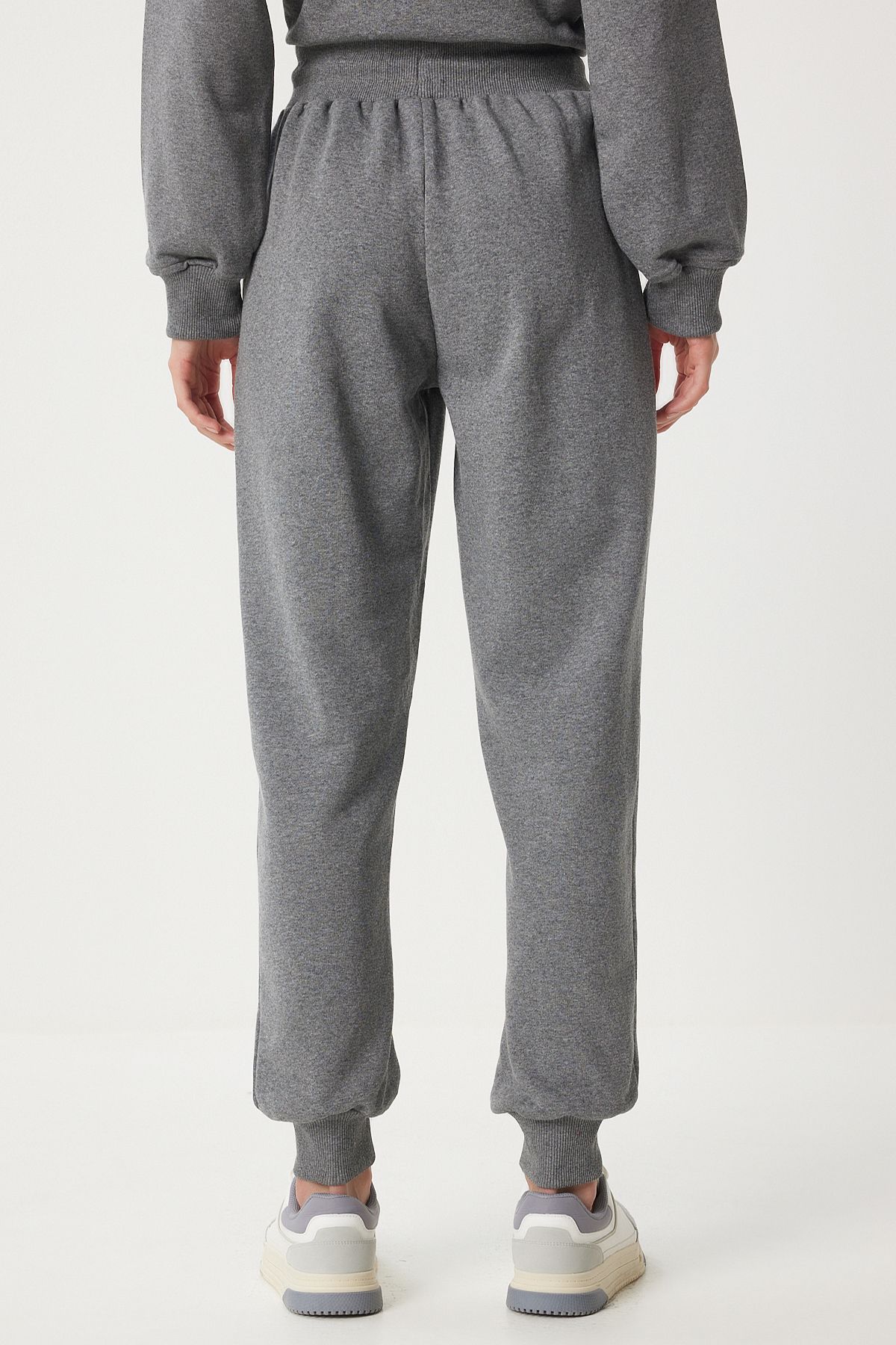 Happiness İstanbul-Anthrazitfarbenes Kapuzen-Sweatshirt- und Jogger-Trainingsanzug-Set – PYS0027 9